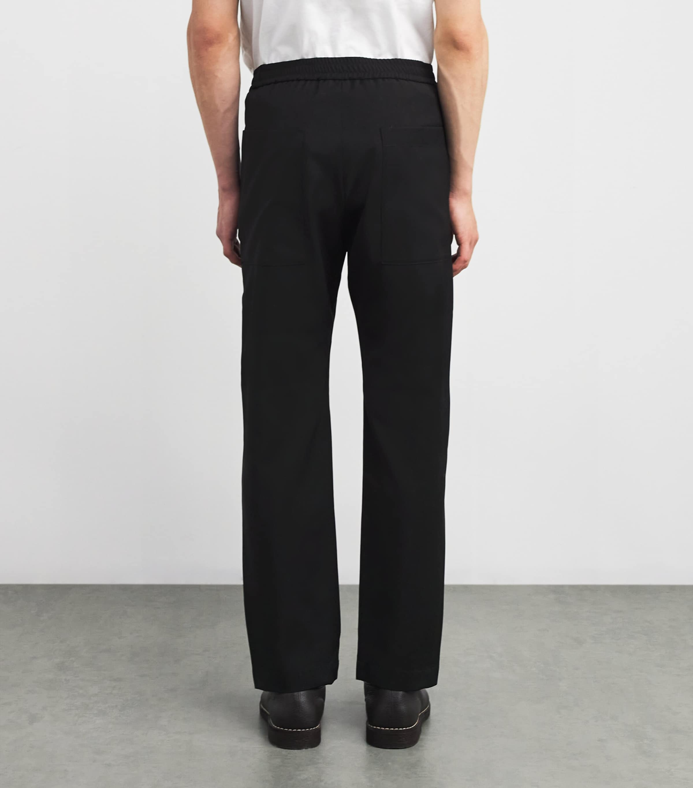 Virgin Wool Drawstring Trousers 590 NERO Image 4
