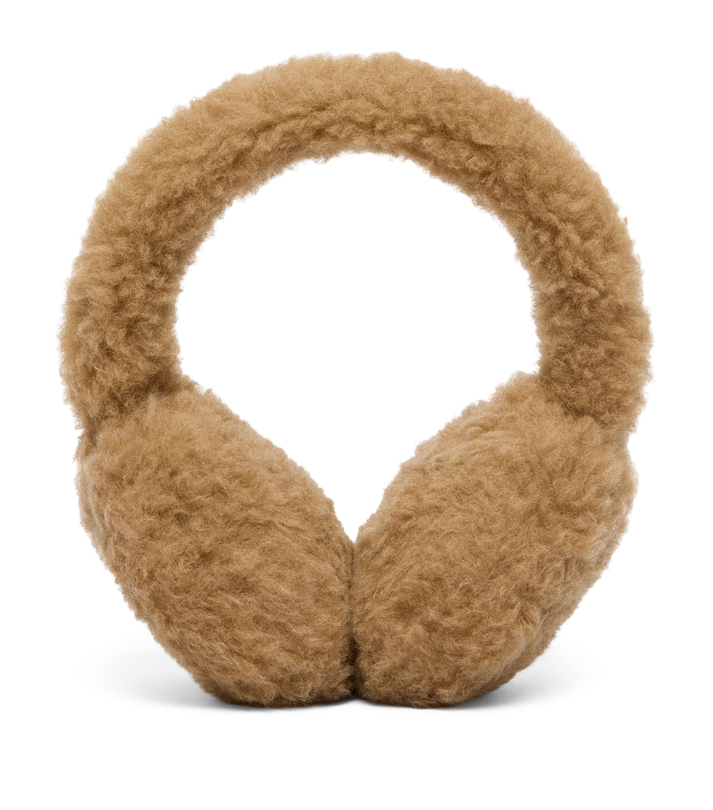 Max Mara Camel Wool-Silk Monogram Earmuffs Camel Image 1