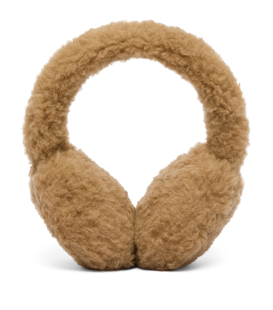 Max Mara Camel Wool-Silk Monogram Earmuffs Camel Image 1