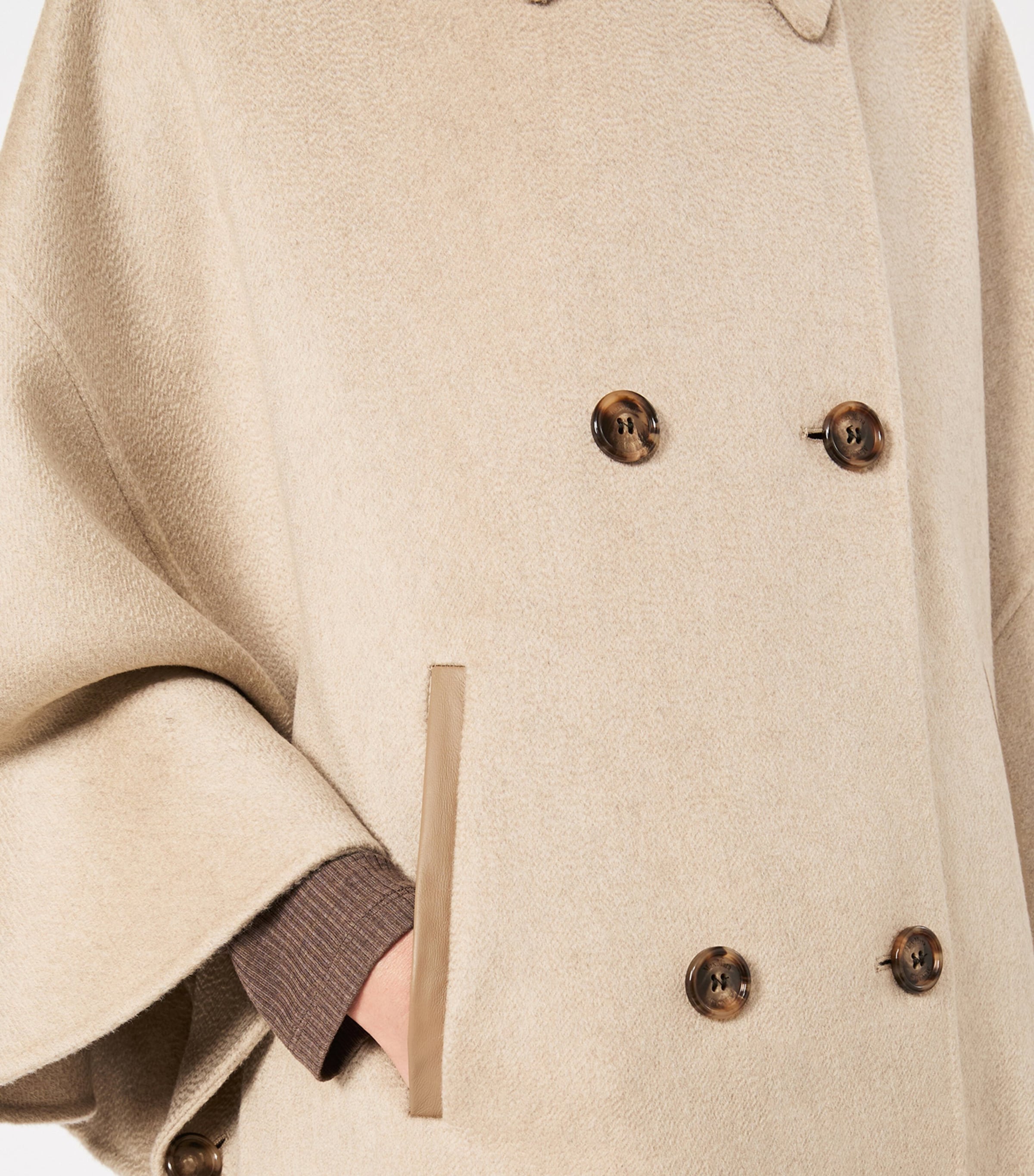 Max Mara Womens Cashmere Double-Breasted Cape Sand Image 5
