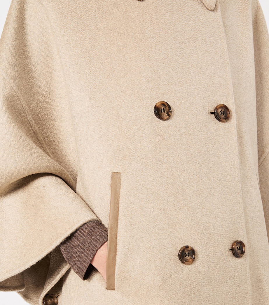 Max Mara Womens Cashmere Double-Breasted Cape Sand Image 5