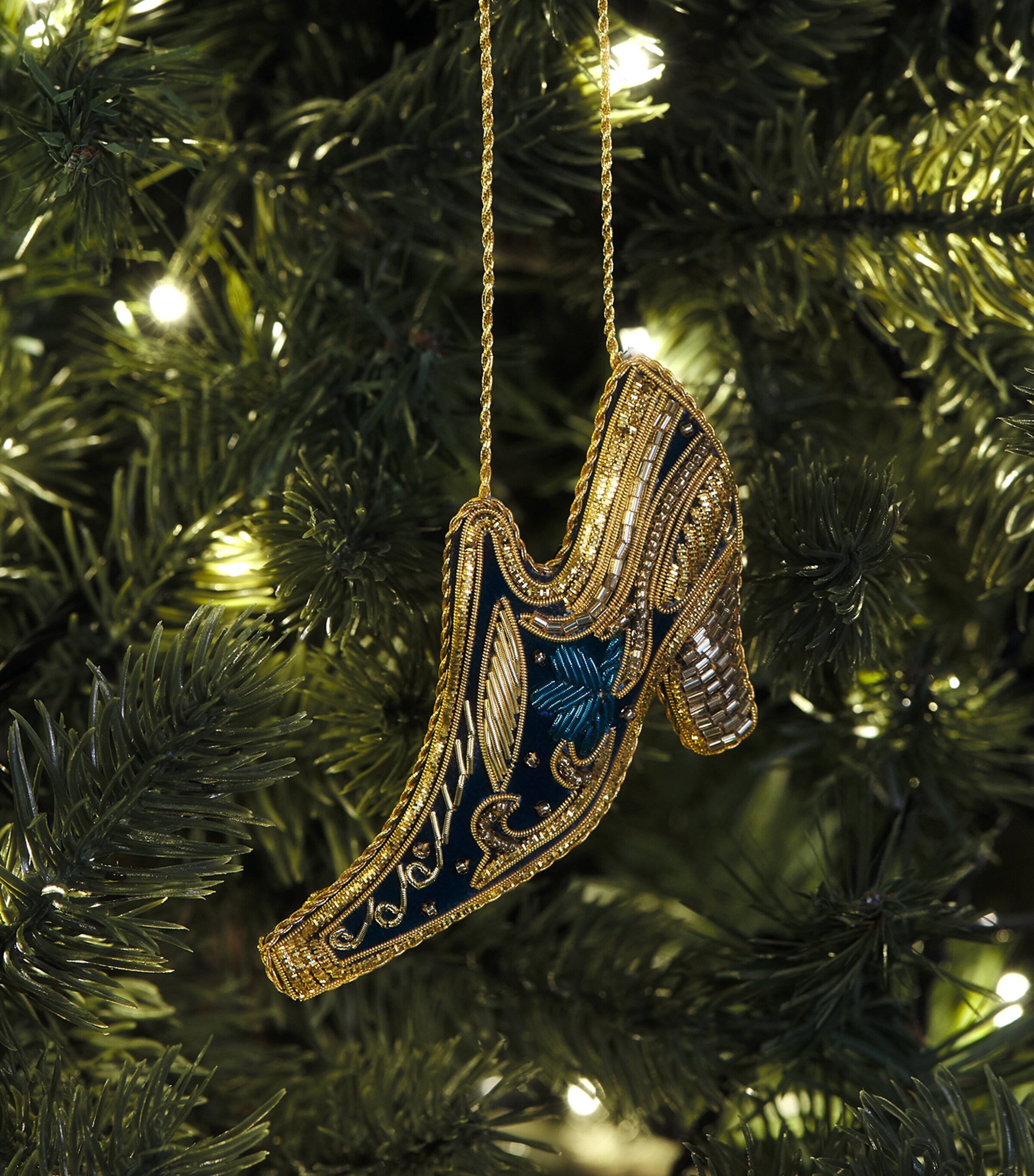 Harrods Bead-Embellished Shoe Tree Decoration Navy Blue Image 3