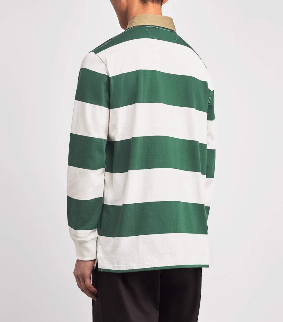 Cotton Stripe Polo Pony Rugby Shirt GREEN Image 4