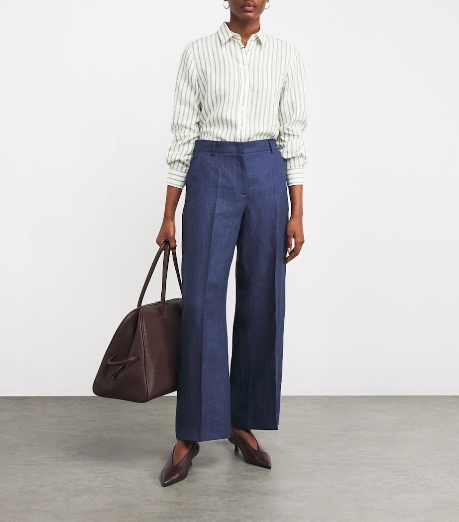 Weekend Max Mara Womens Linen Straight Trousers Navy Image 2