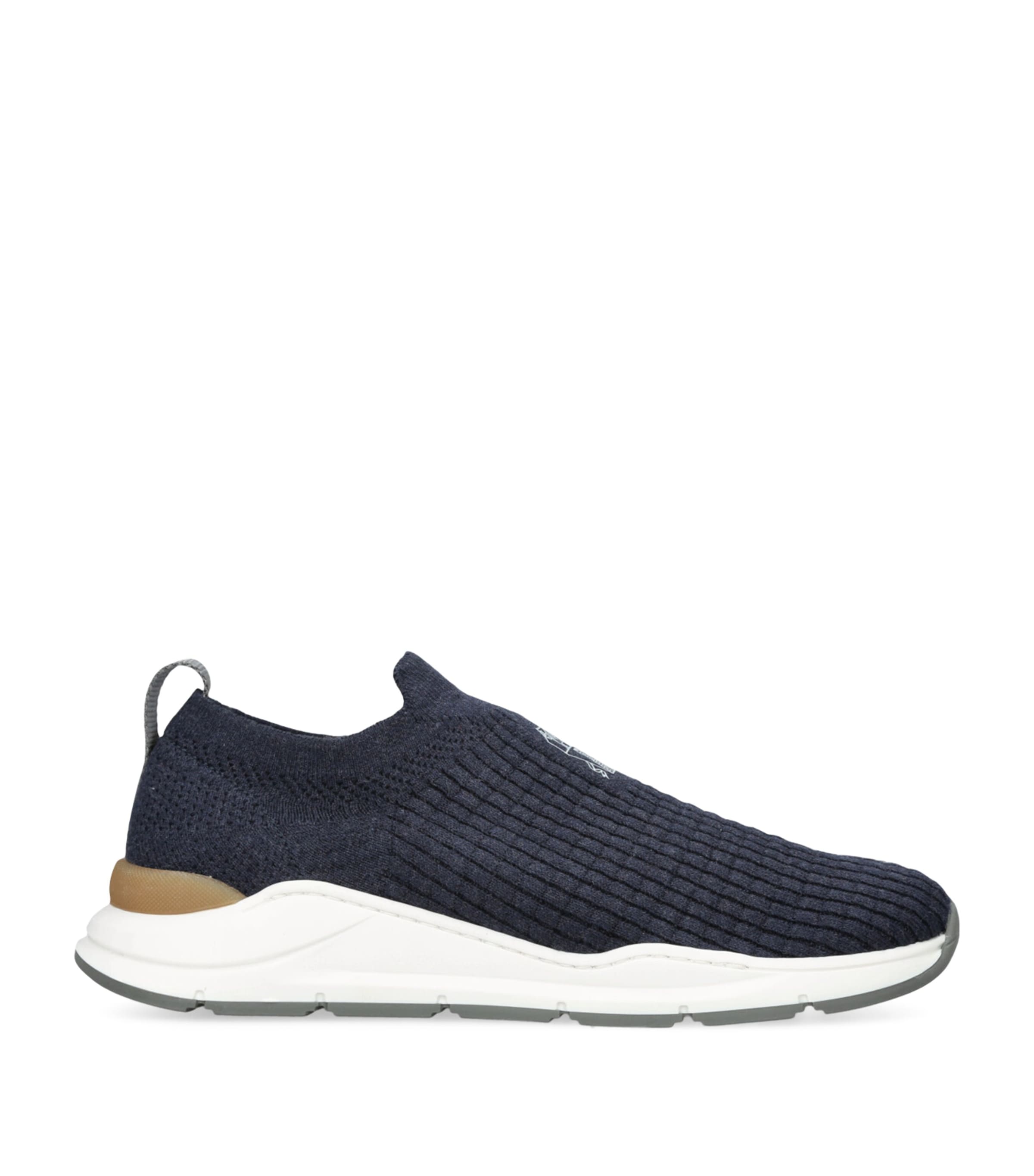 Brunello Cucinelli Knitted Slip-on Sneakers In Blue