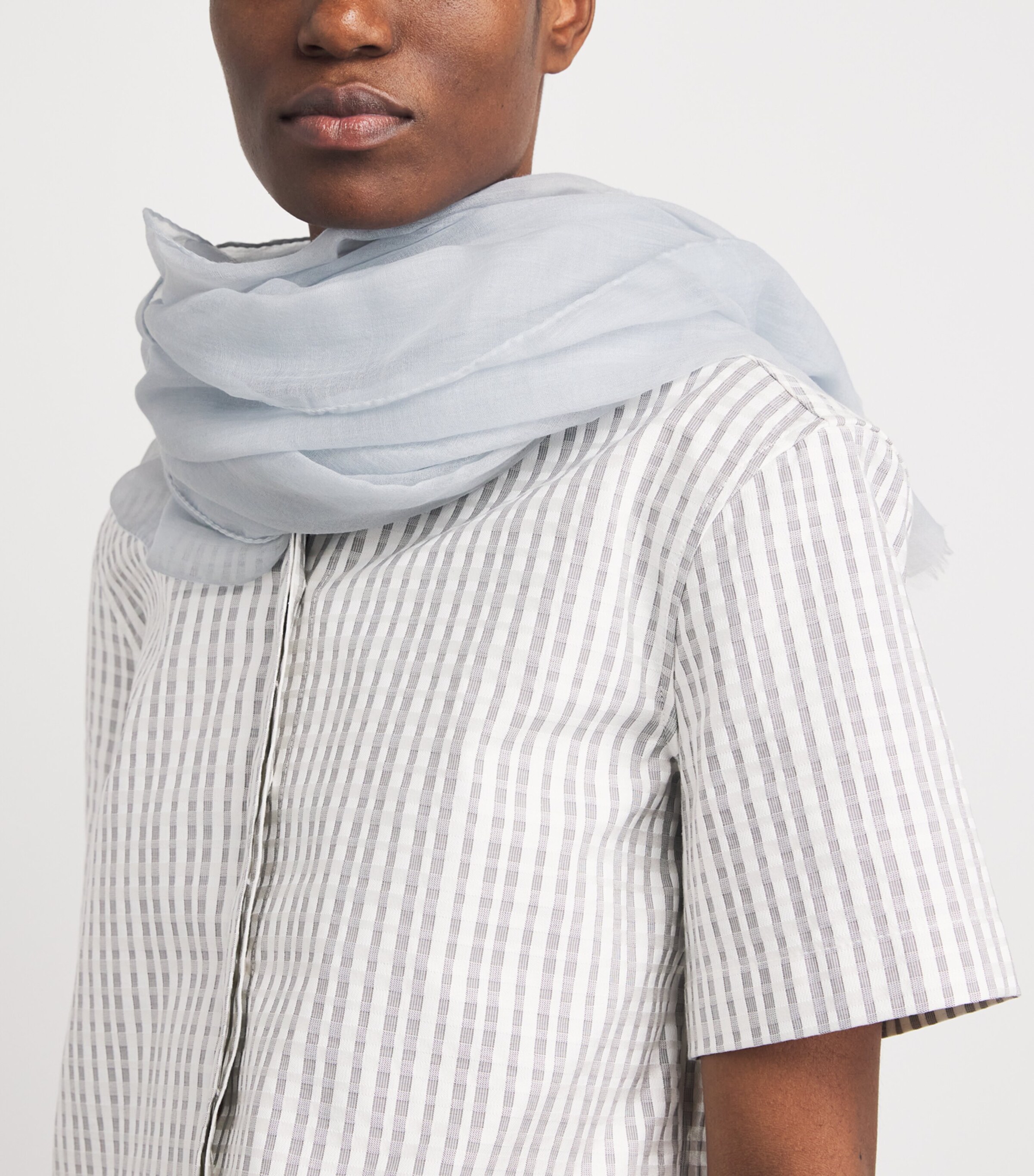 Agnona Cashmere Nuvola Scarf Lght Blue/bleach Image 2