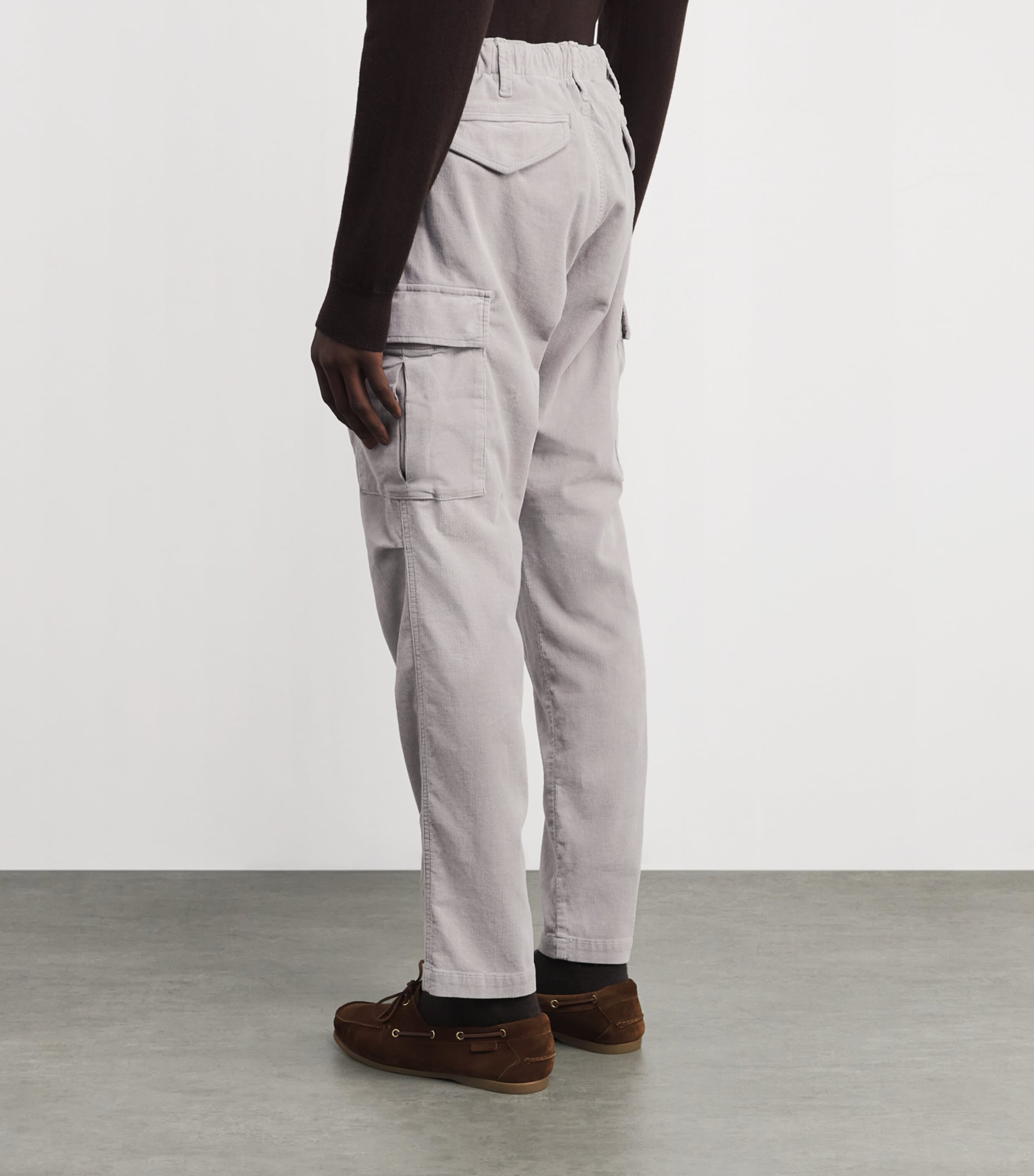 Cotton Corduroy Cargo Trousers GREY Image 4