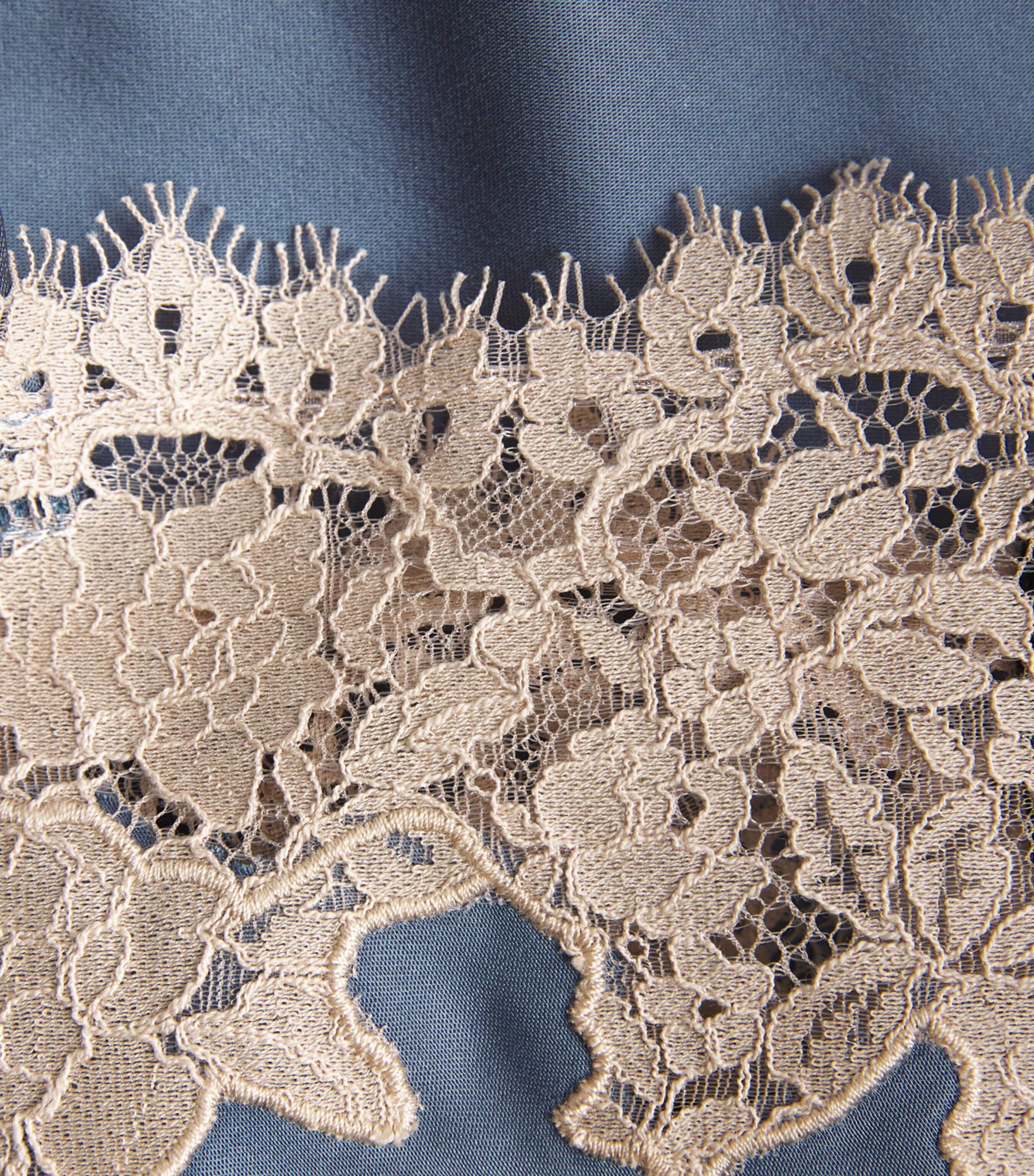 Satin Lace-Trim Vyonne Blouse STONE BLUE Image 5