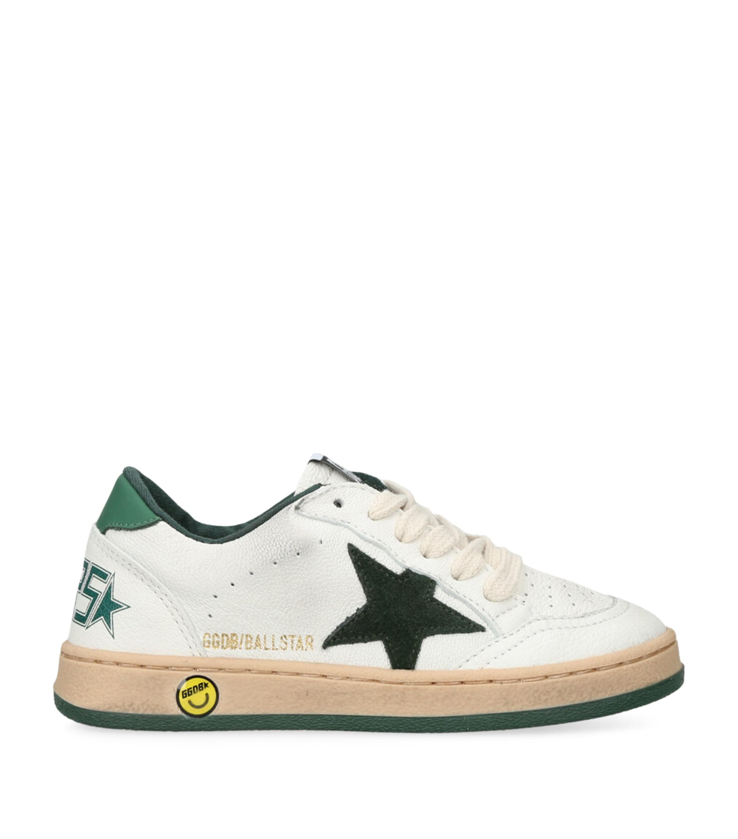 Golden Goose 'ball Star' Leather Sneakers Kids In Green