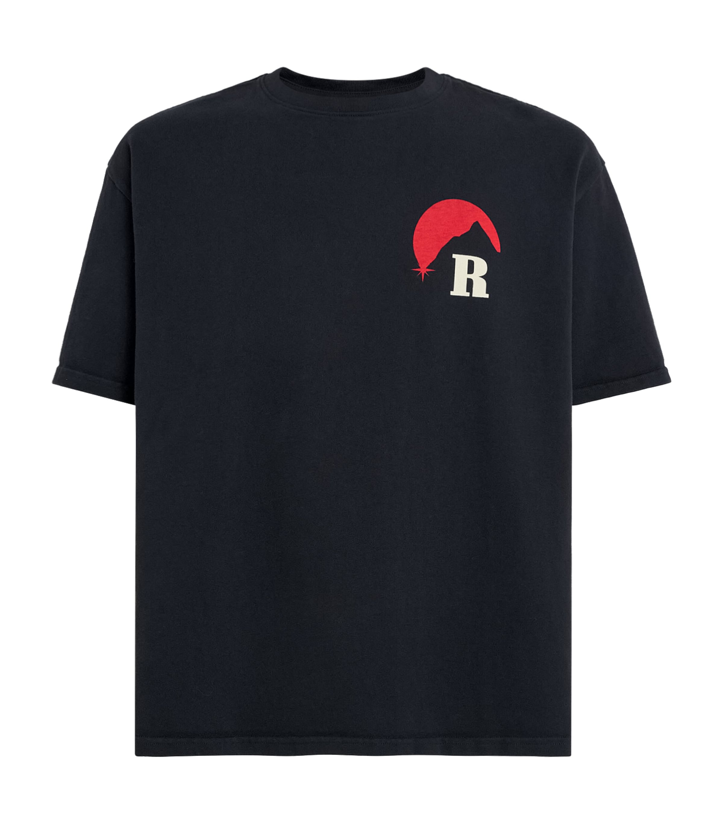 Rhude Mens Cotton Moonlight T-Shirt Black/ Red/ Blue Image 1