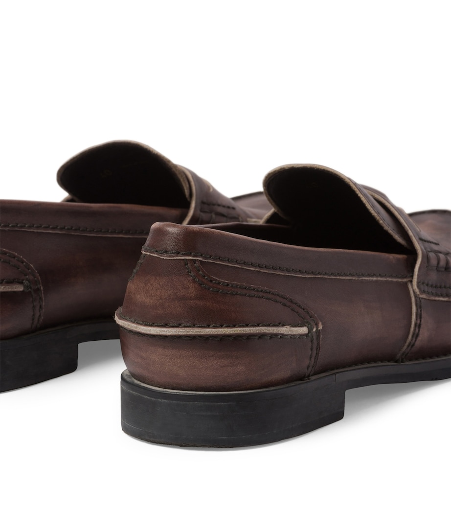 Leather Vintage-Effect Loafers F0192 Image 6