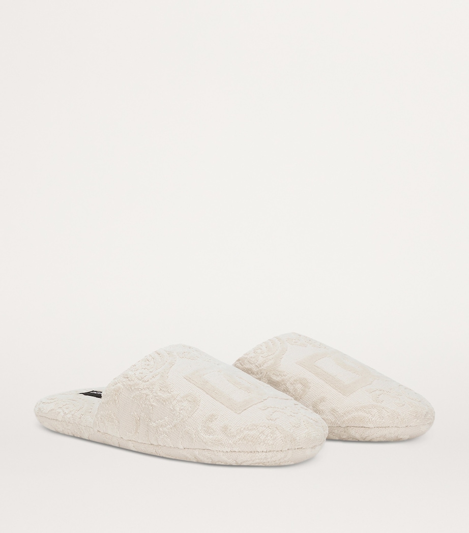 Dolce&Gabbana Casa Terry Cotton DG Slippers Beige Image 2