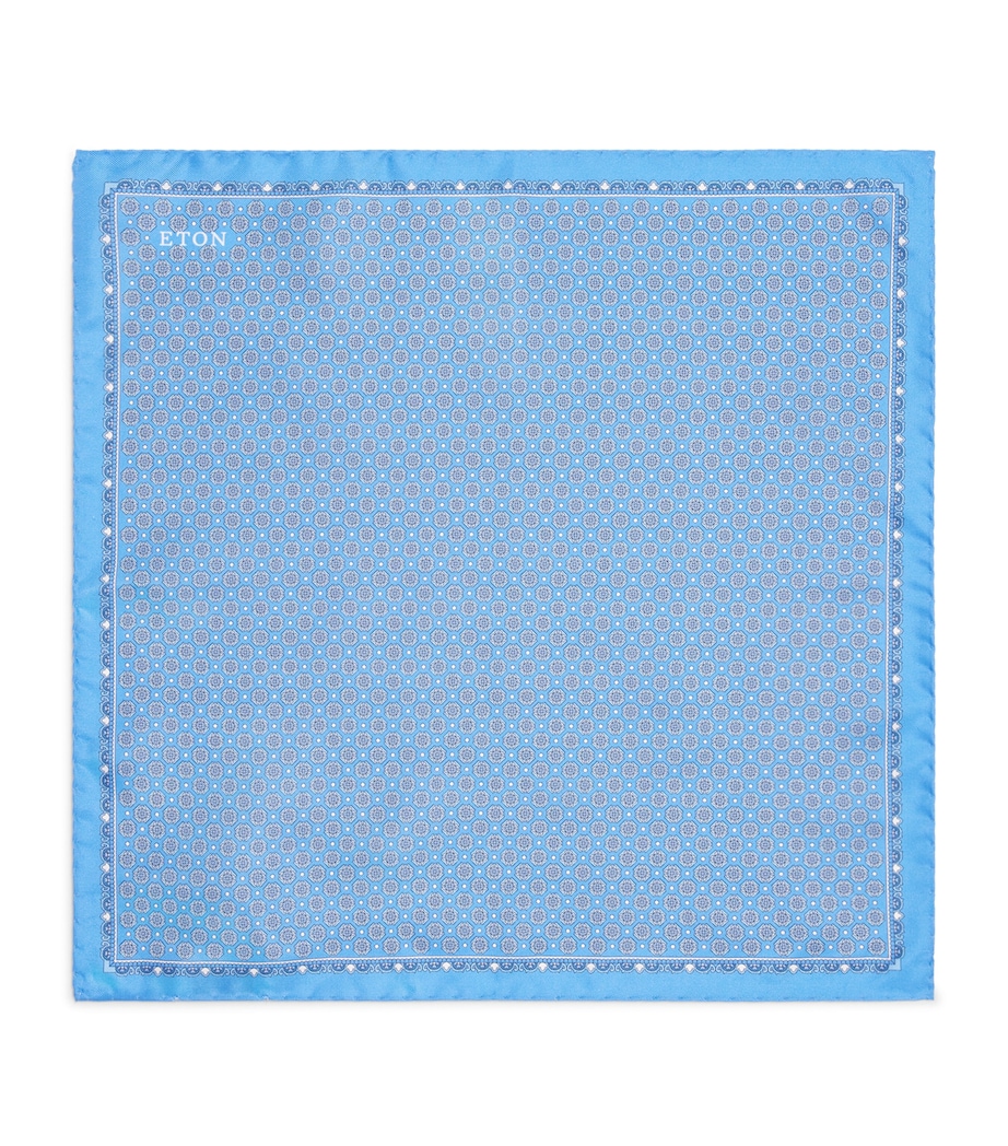 Silk Geometric Pocket Square BLUE GEO Image 1