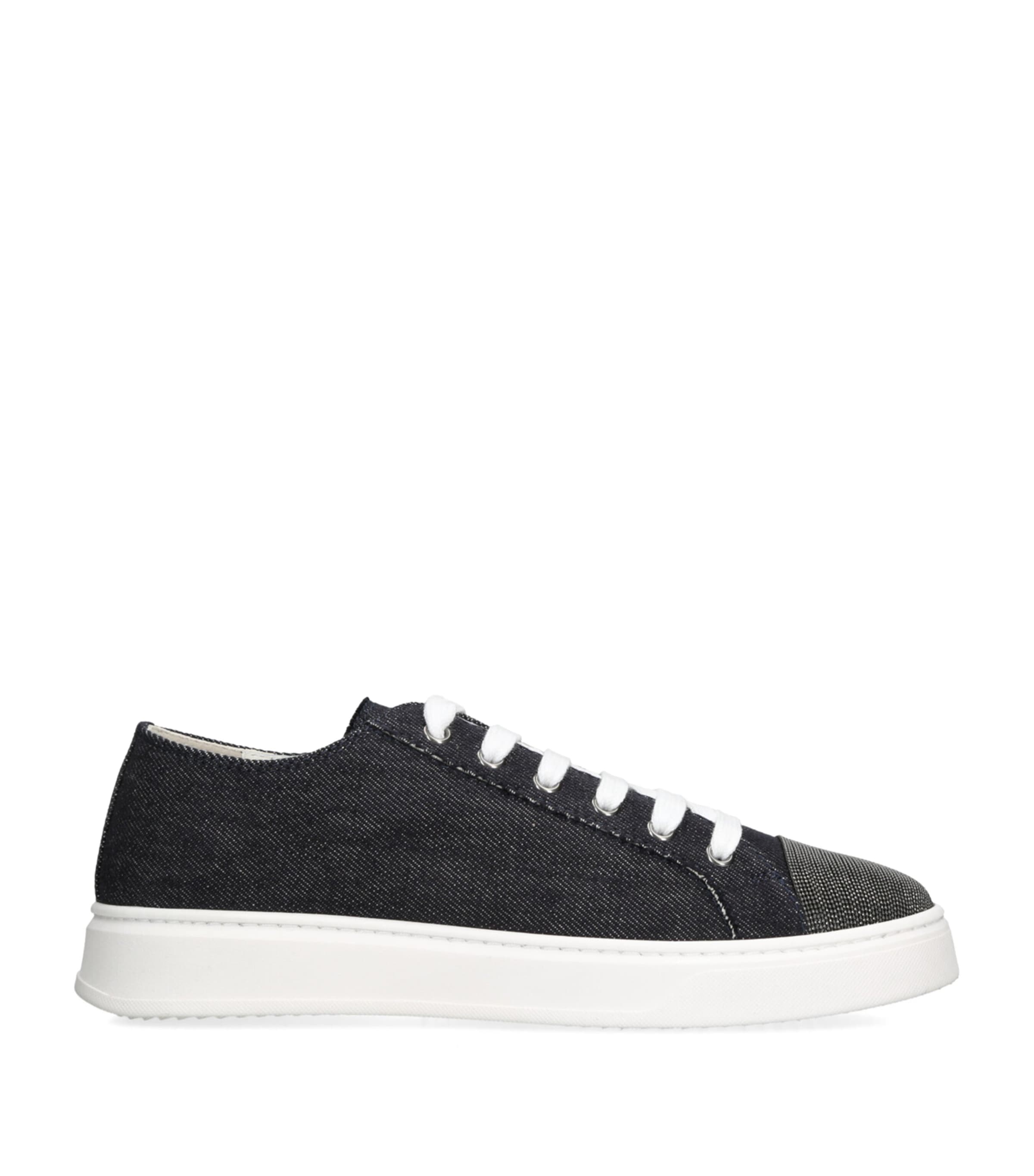 Brunello Cucinelli Denim Low-top Sneakers In Navy