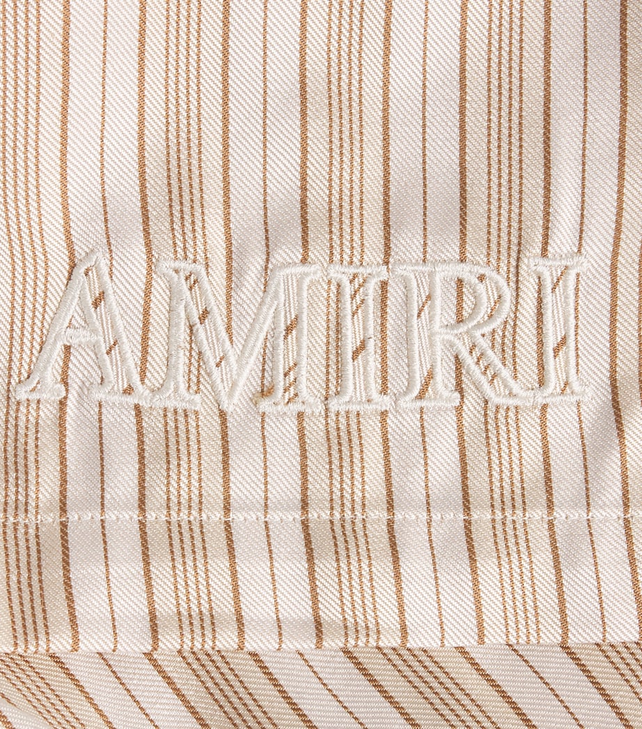 AMIRI Mens Stripe Logo Shorts Alabaster Image 6