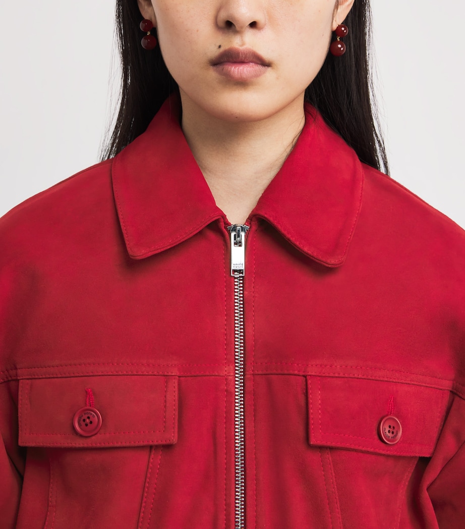 Suede Collared Jacket RED Image 6