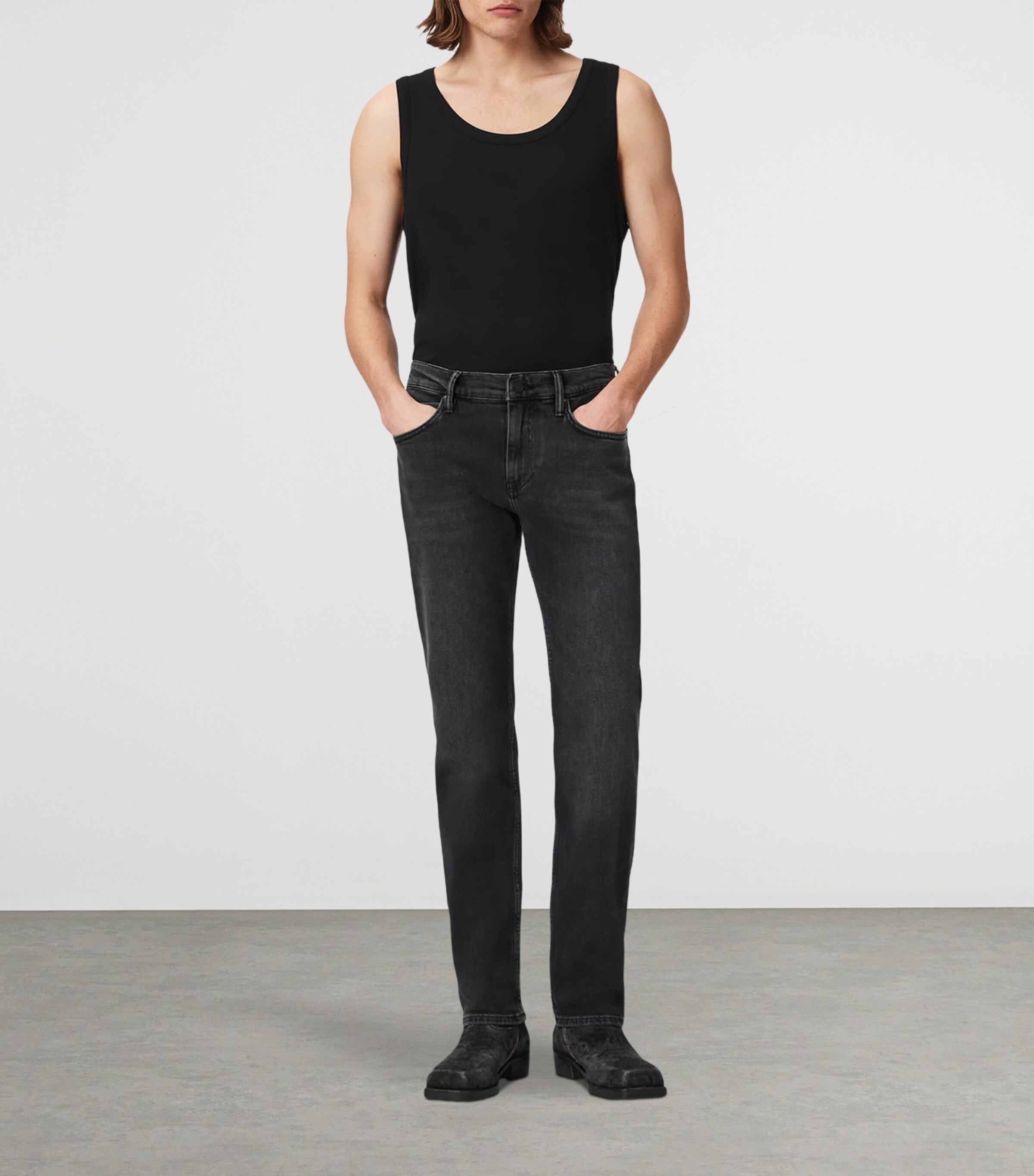 AllSaints Mens Sid Comfort Skinny Jeans Washed Black Image 2