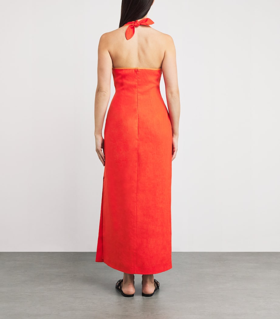 Linen Panettone Midi Dress TANGERINE Image 3