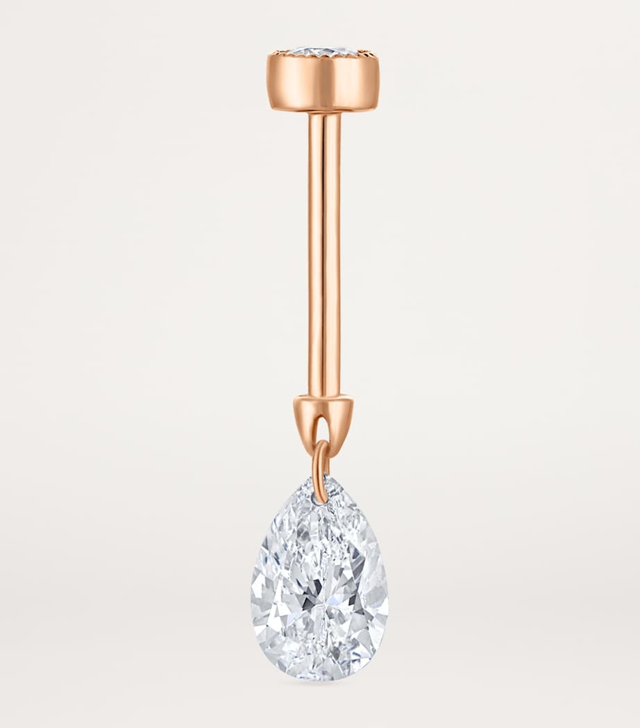 Floating Pear Diamond Charm Threaded Stud Earring (6mm) ROSE GOLD Image 3