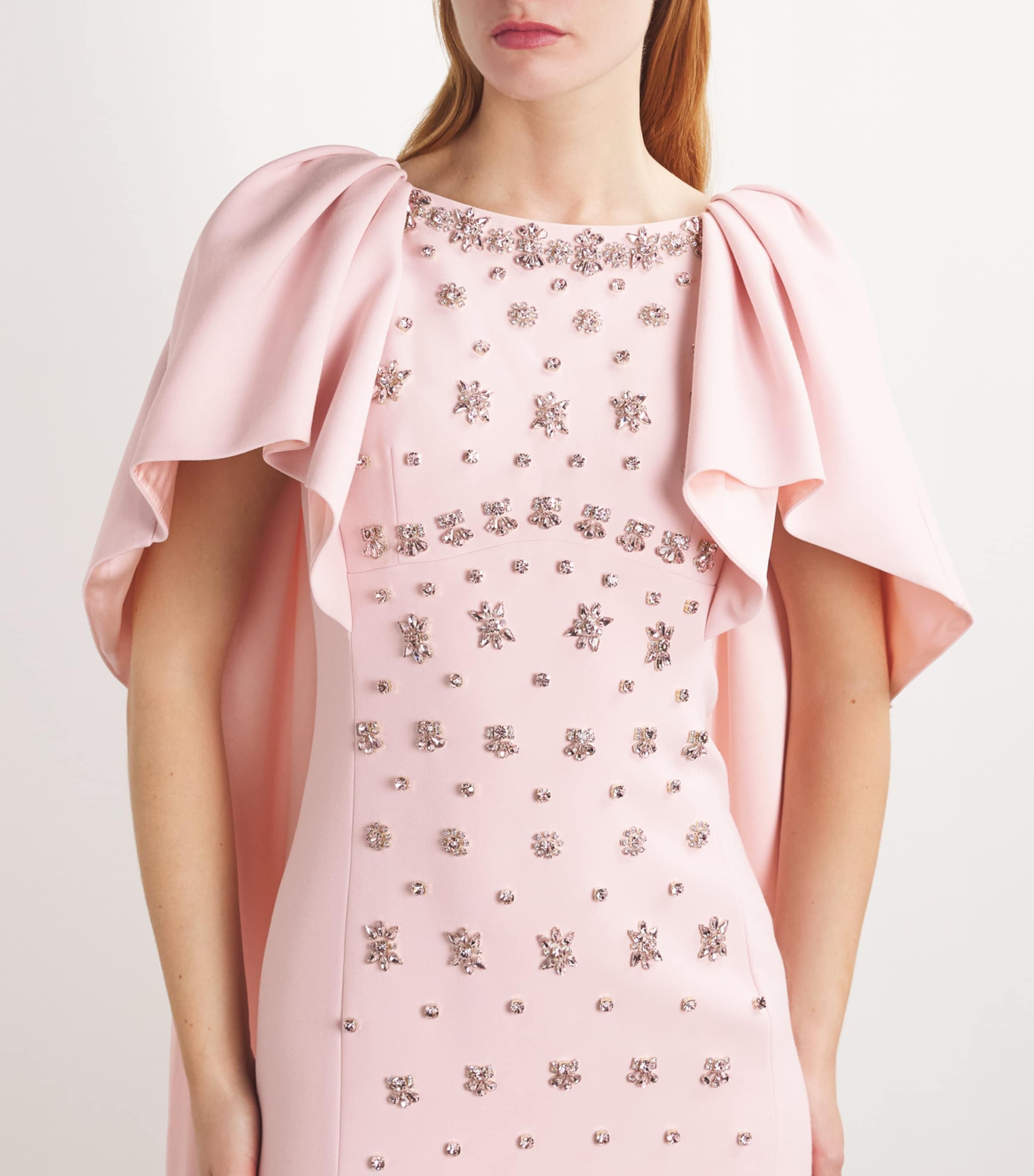 Huishan Zhang Womens Crystal-Embellished Emory Cape Gown Mauve Image 4