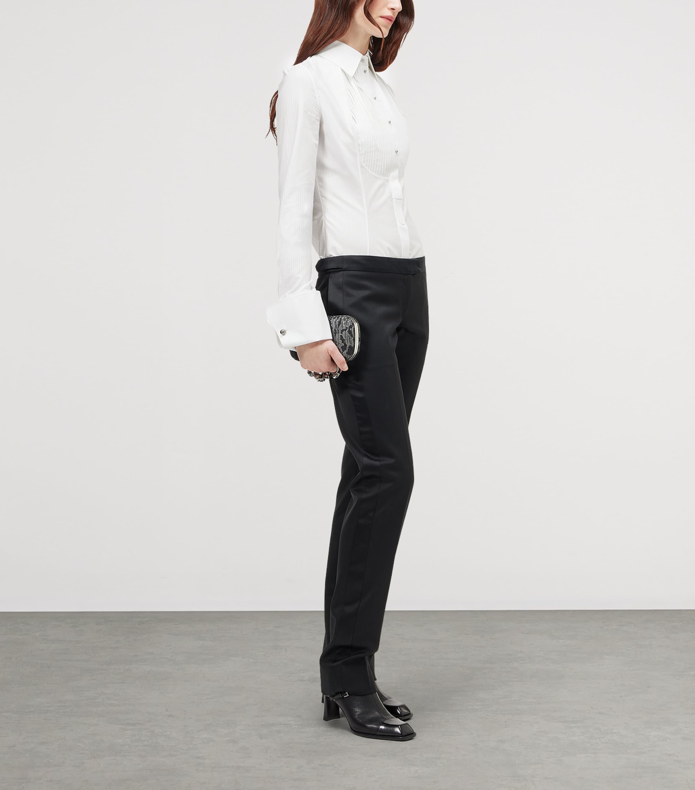 McQueen Womens Cotton Stripe Tuxedo Shirt Image 4