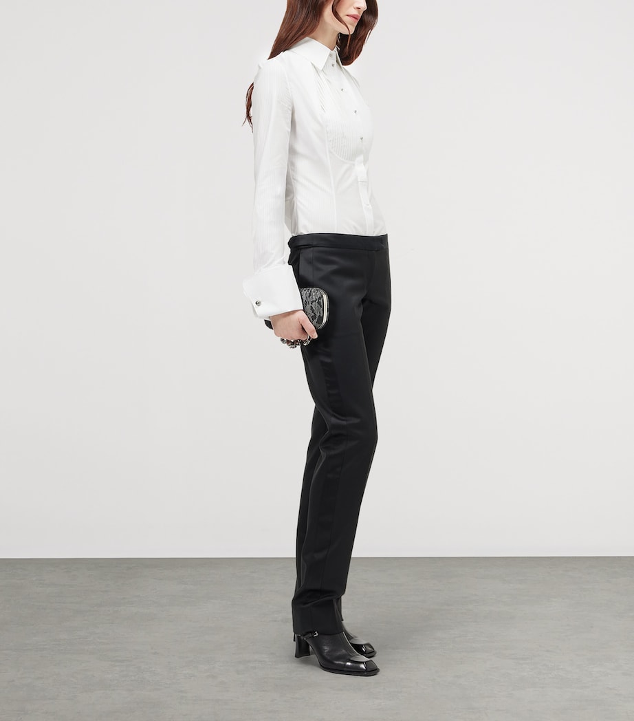 McQueen Womens Cotton Stripe Tuxedo Shirt Image 4