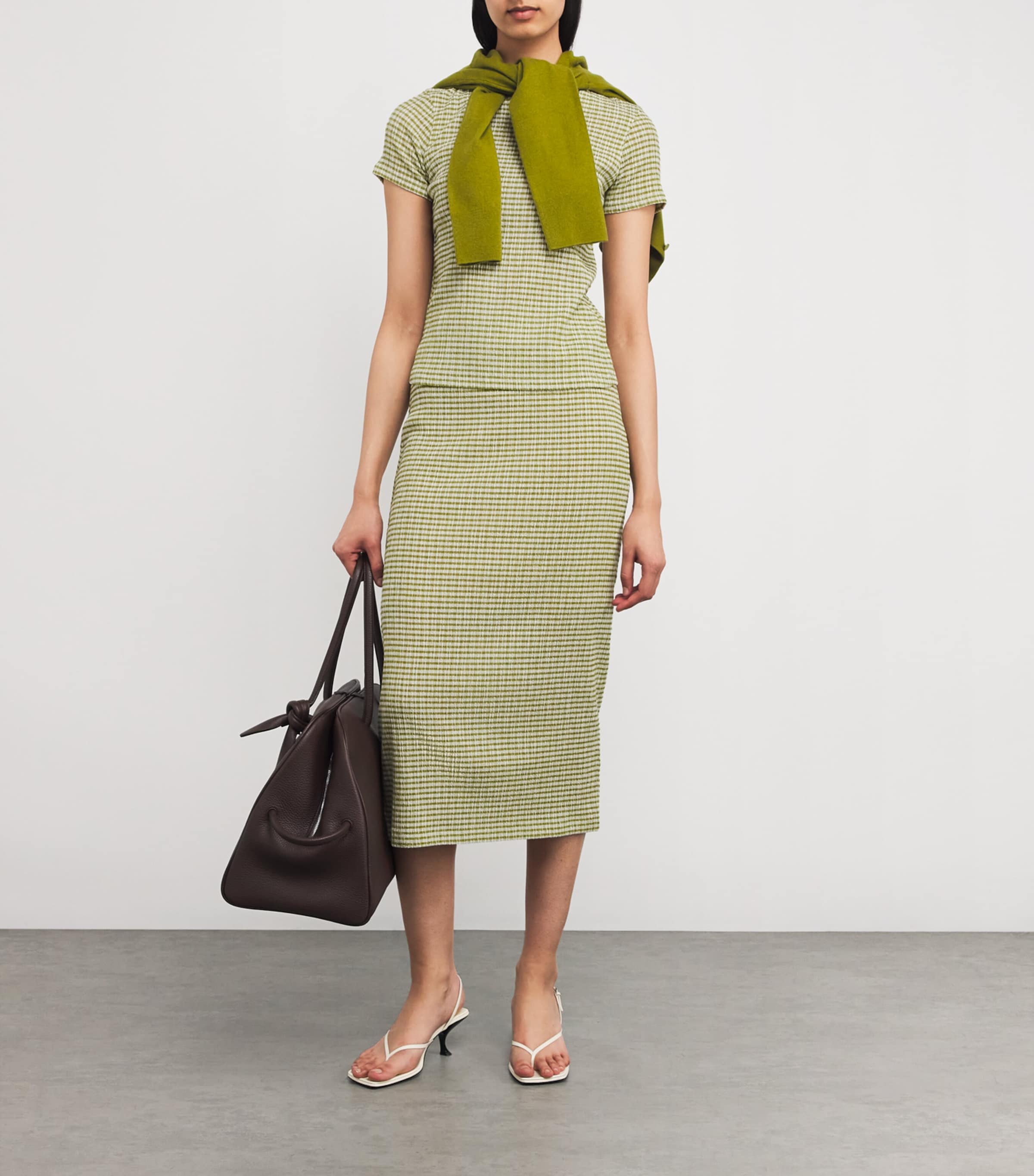 Vince Smocked Check Midi Skirt | Harrods DE