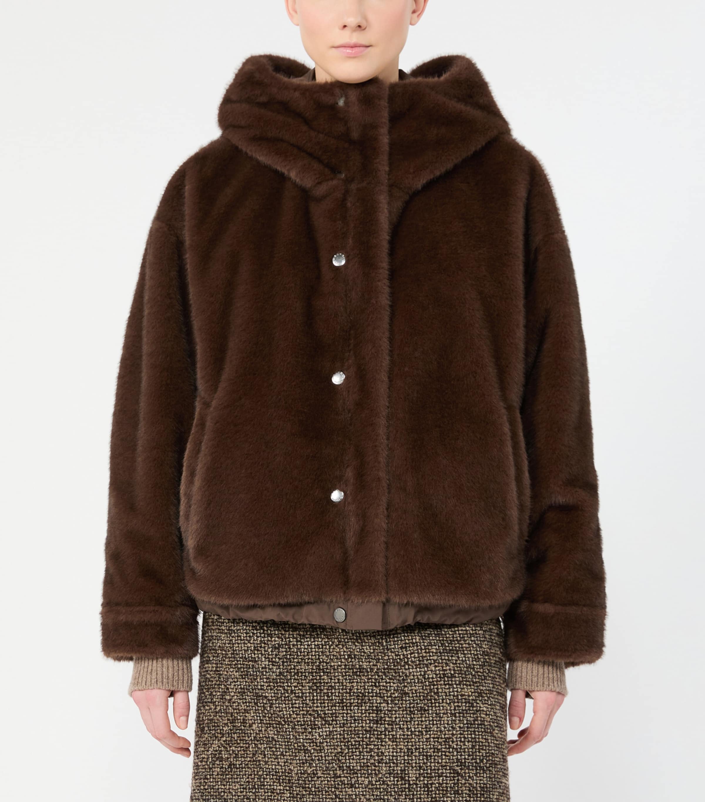 Weekend Max Mara Womens Faux-Fur-Lined Reversible Raincoat Brown Image 6