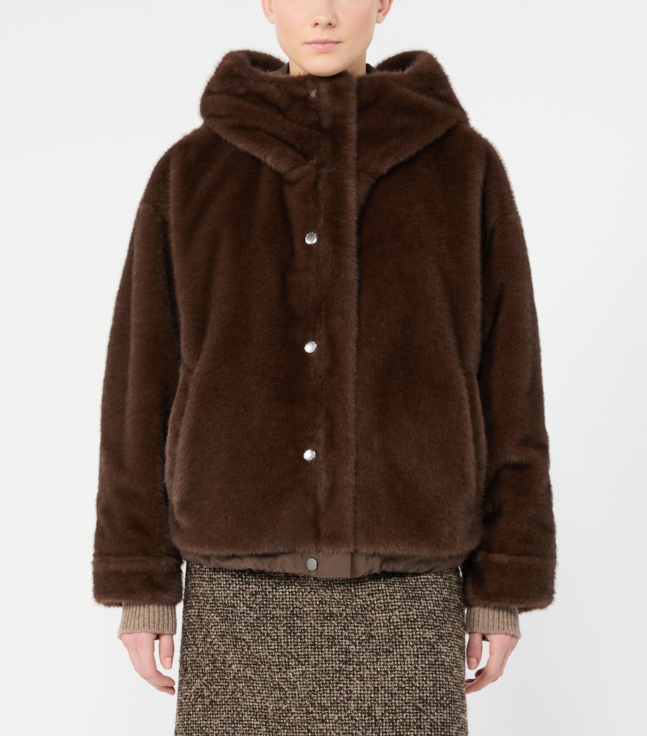 Weekend Max Mara Womens Faux-Fur-Lined Reversible Raincoat Brown Image 6