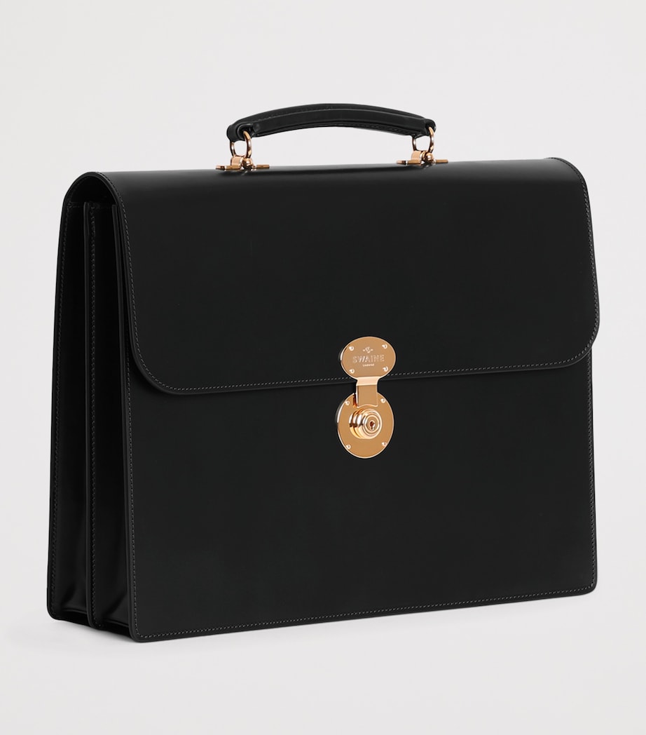 Leather President Briefcase BLACK Image 2