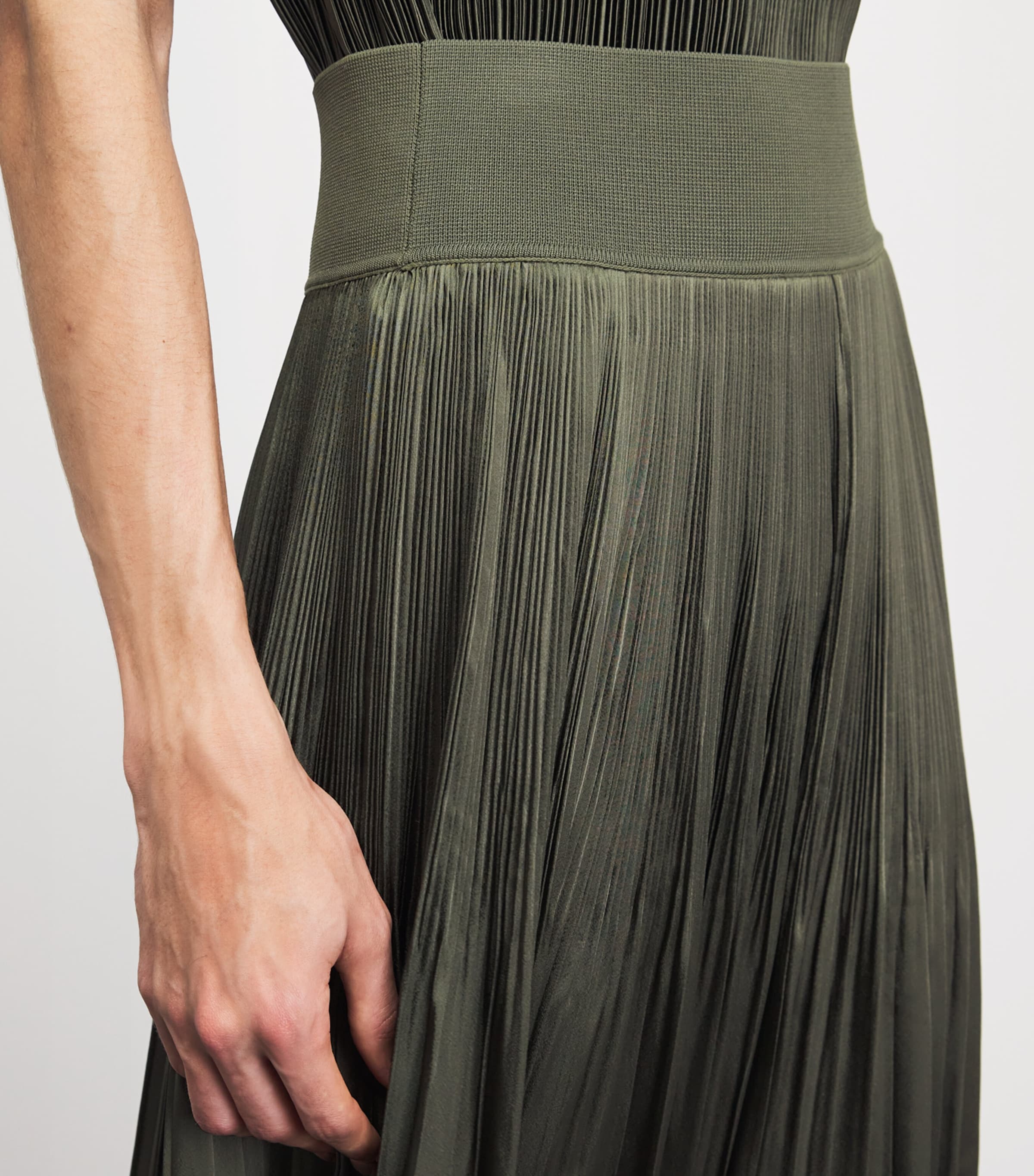 Joseph Womens Satin Pleated Rabat Midi Skirt Palm Leaf Image 3