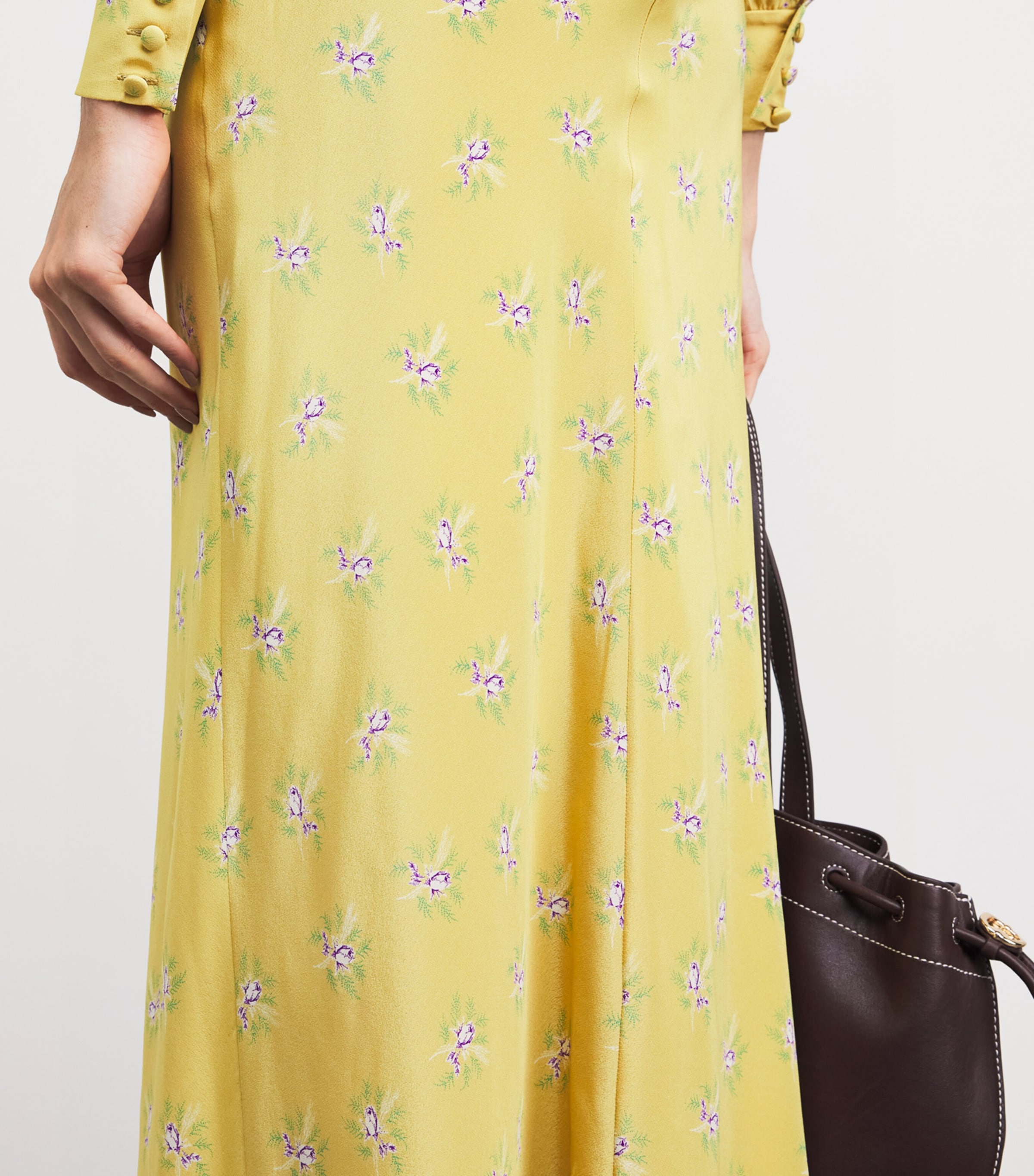 Alessandra Rich Womens Silk Floral Maxi Dress Mustard Image 5