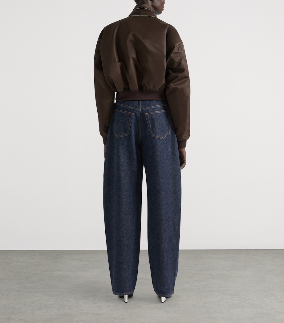 Shawl Collar Bomber Jacket BROWN Image 3