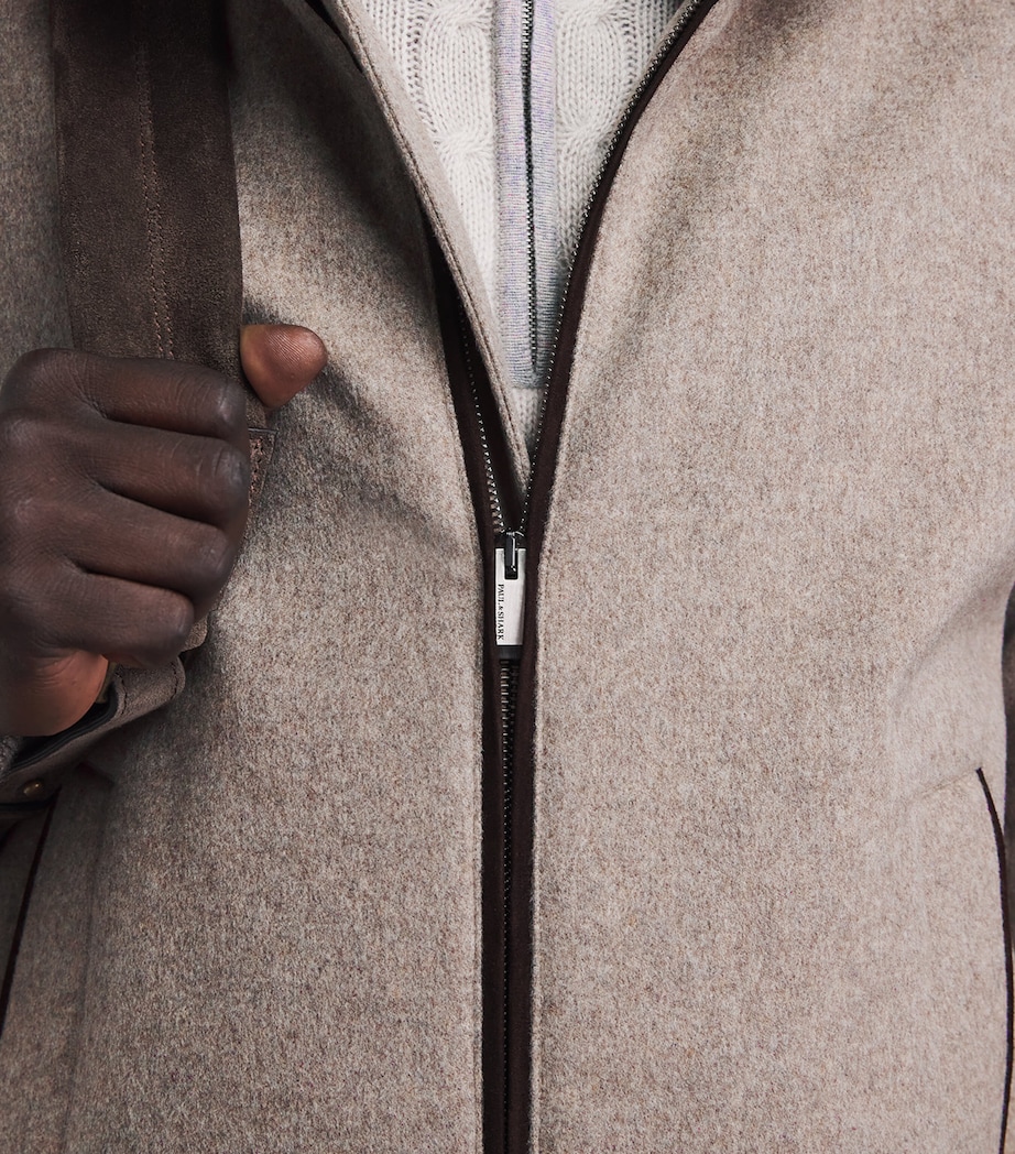 Paul & Shark Mens Cashmere Padded Bomber Jacket Beige Image 3