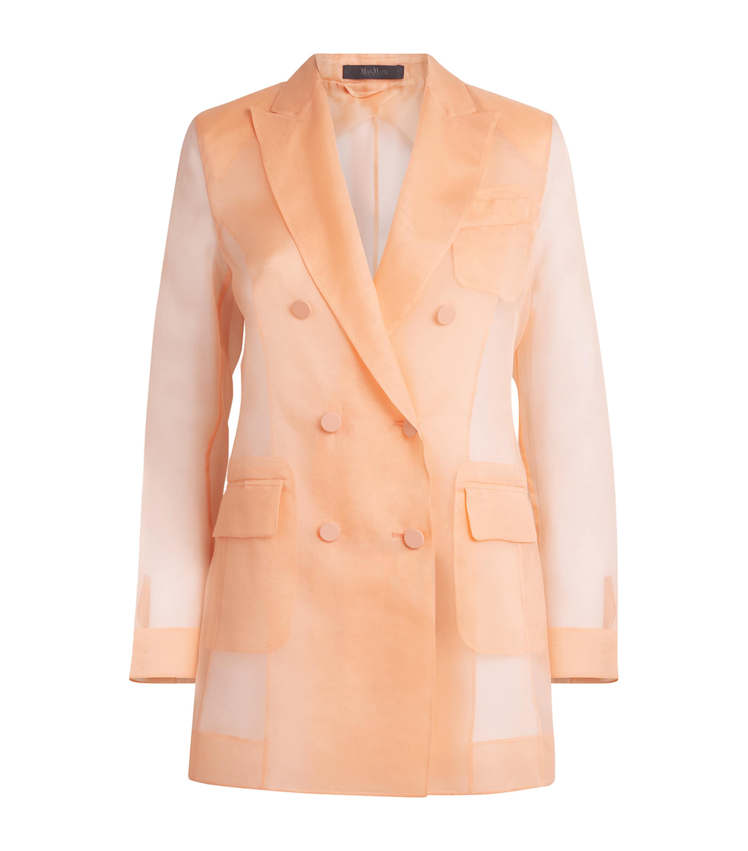 Max Mara Silk Organza Double-breasted Blazer In Rose Gold