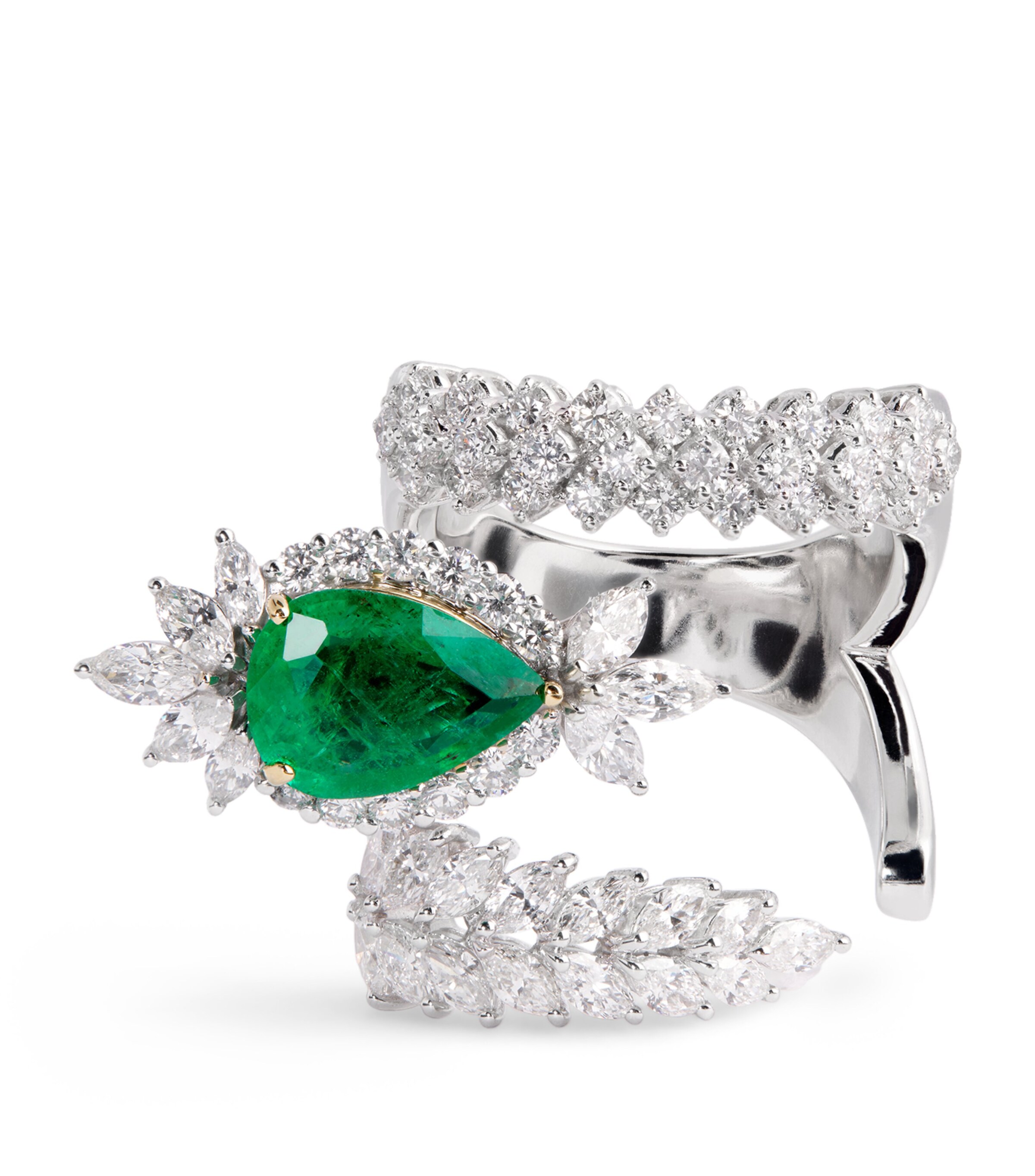 White Gold, Diamond and Emerald Reign Supreme Ring WHITE GOLD Image 1