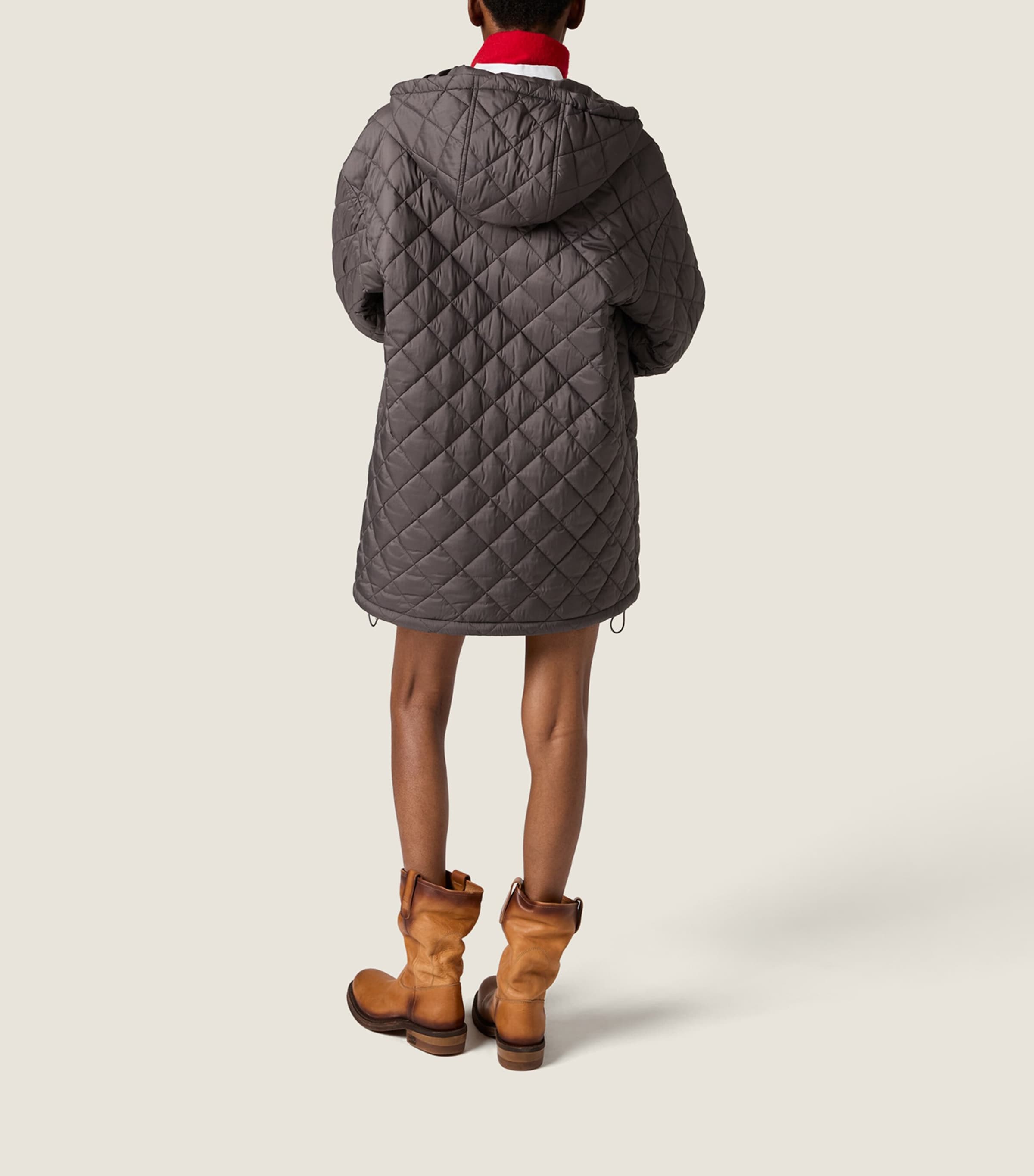 Miu Miu Womens Technical Ponge Down Quilted Coat Grey Image 3