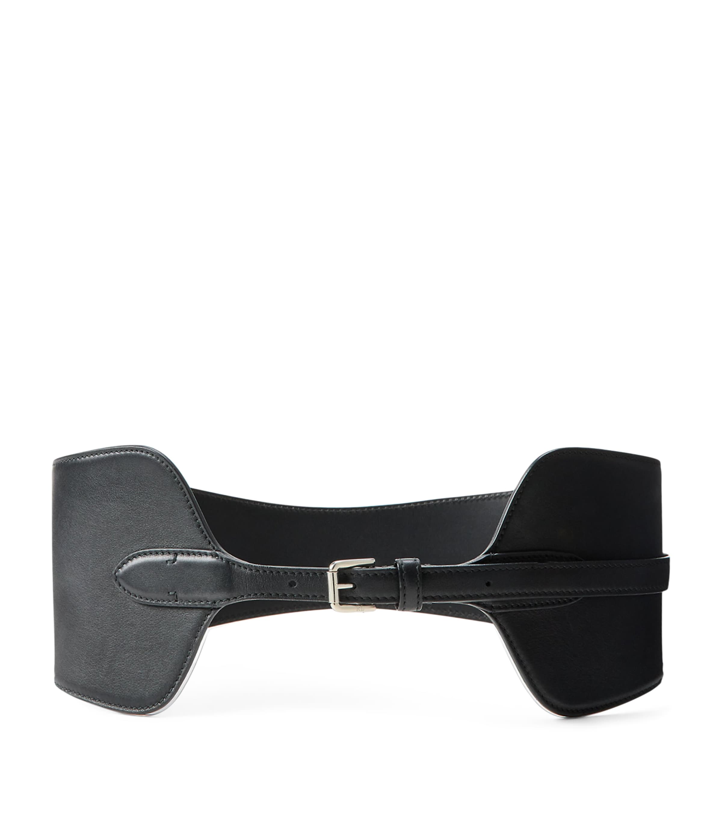 Ralph Lauren Leather Corset Belt In Black