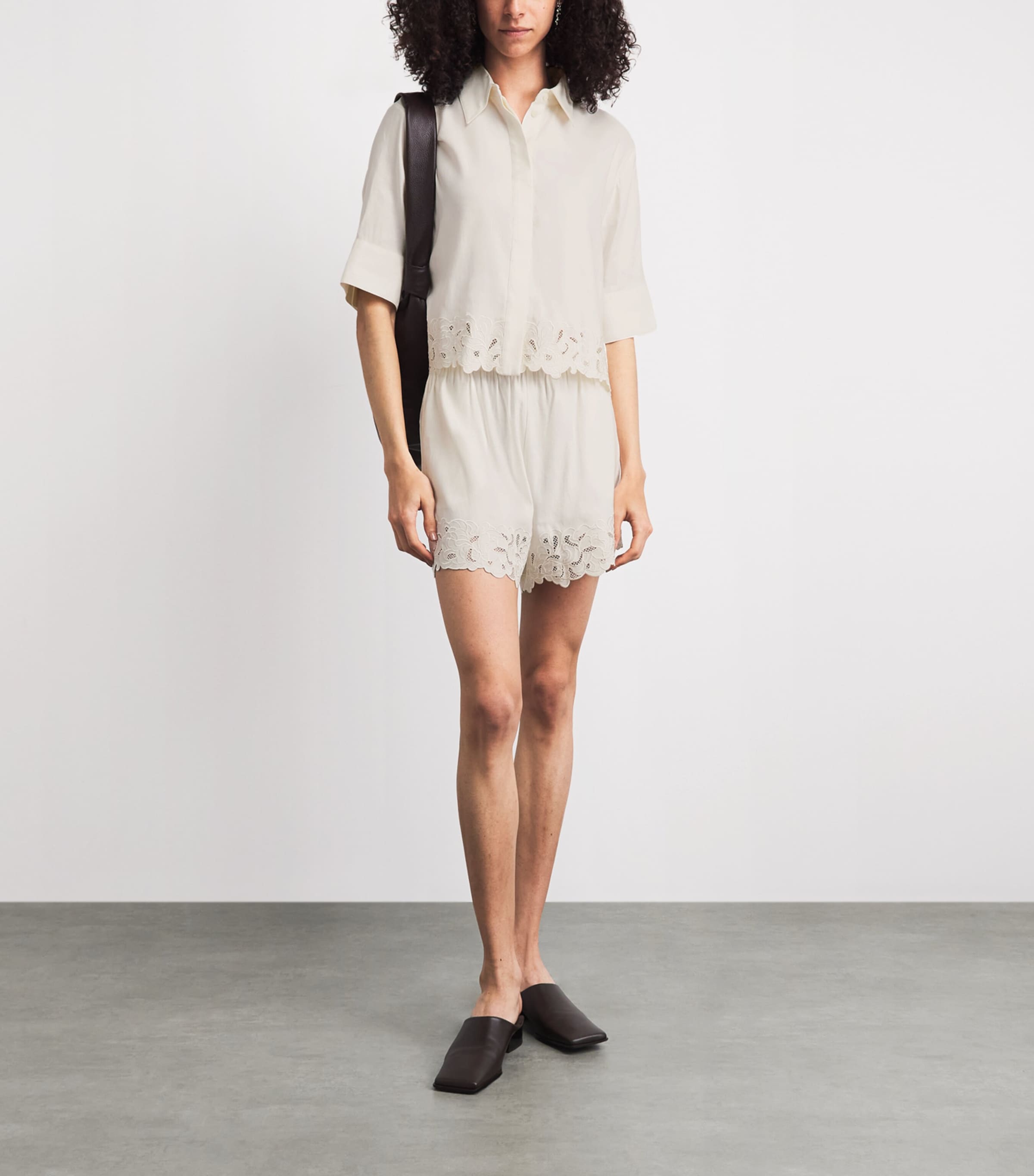 CAMILLA AND MARC Womens Linen-Blend Chara Cropped Shirt Cream Mcrm Image 2