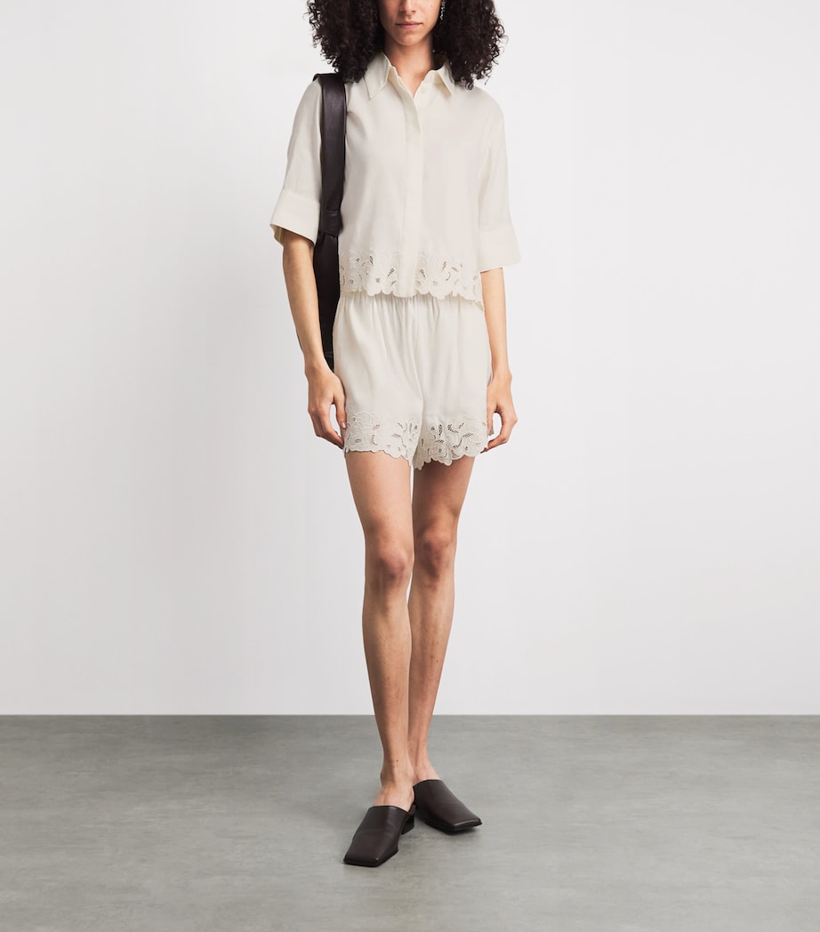 CAMILLA AND MARC Womens Linen-Blend Chara Cropped Shirt Cream Mcrm Image 2