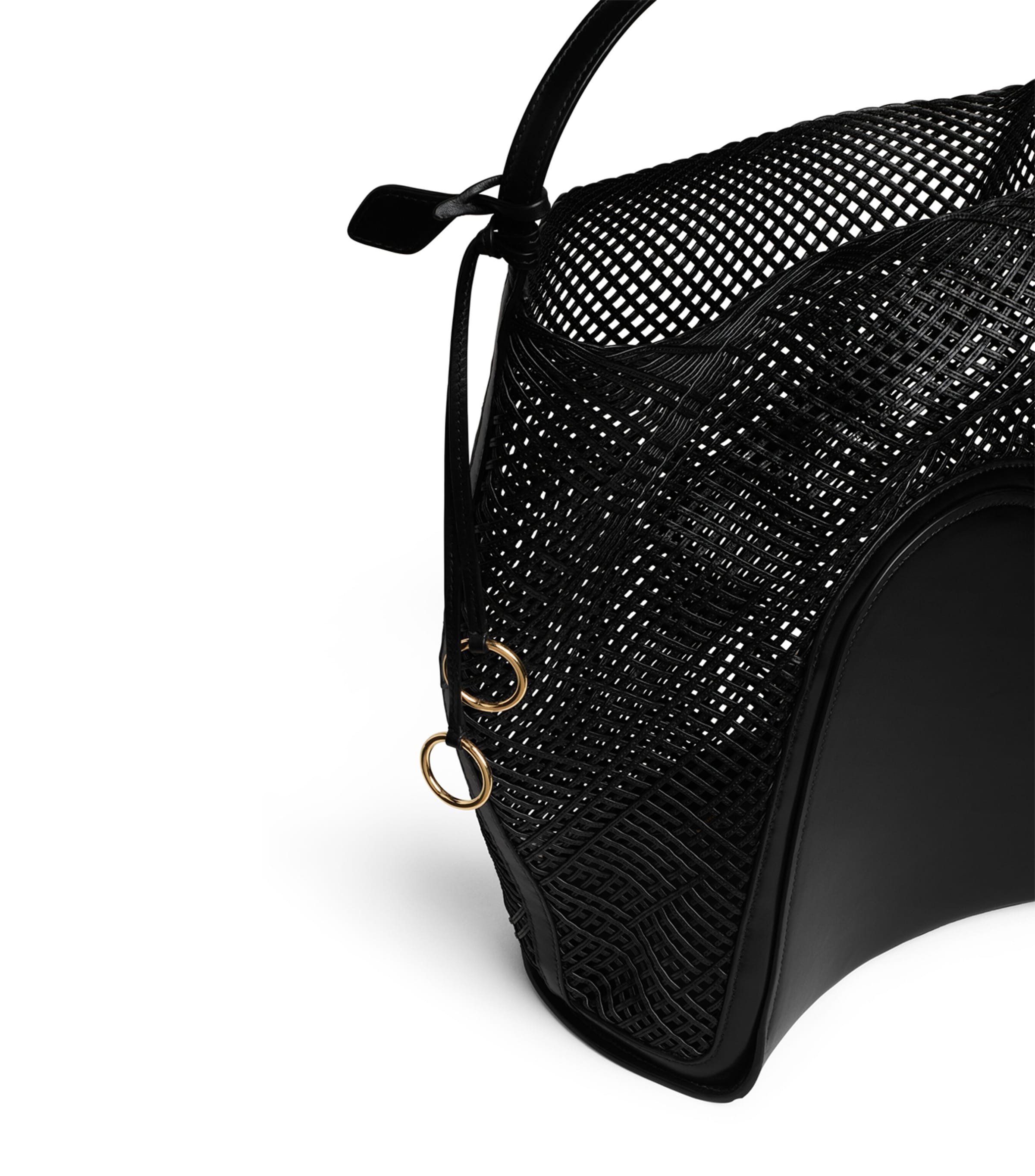 Alaïa Large Leather Net Hip Bucket Bag Noir Image 3