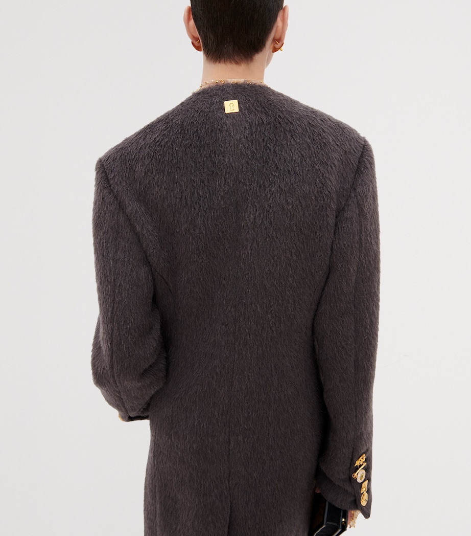 Schiaparelli Womens Virgin Wool-Baby Llama Car Coat Grey Image 3