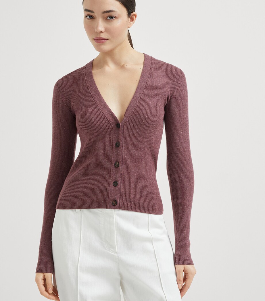 Sparkling Cashmere Rib-Knit Cardigan C4238 Image 2