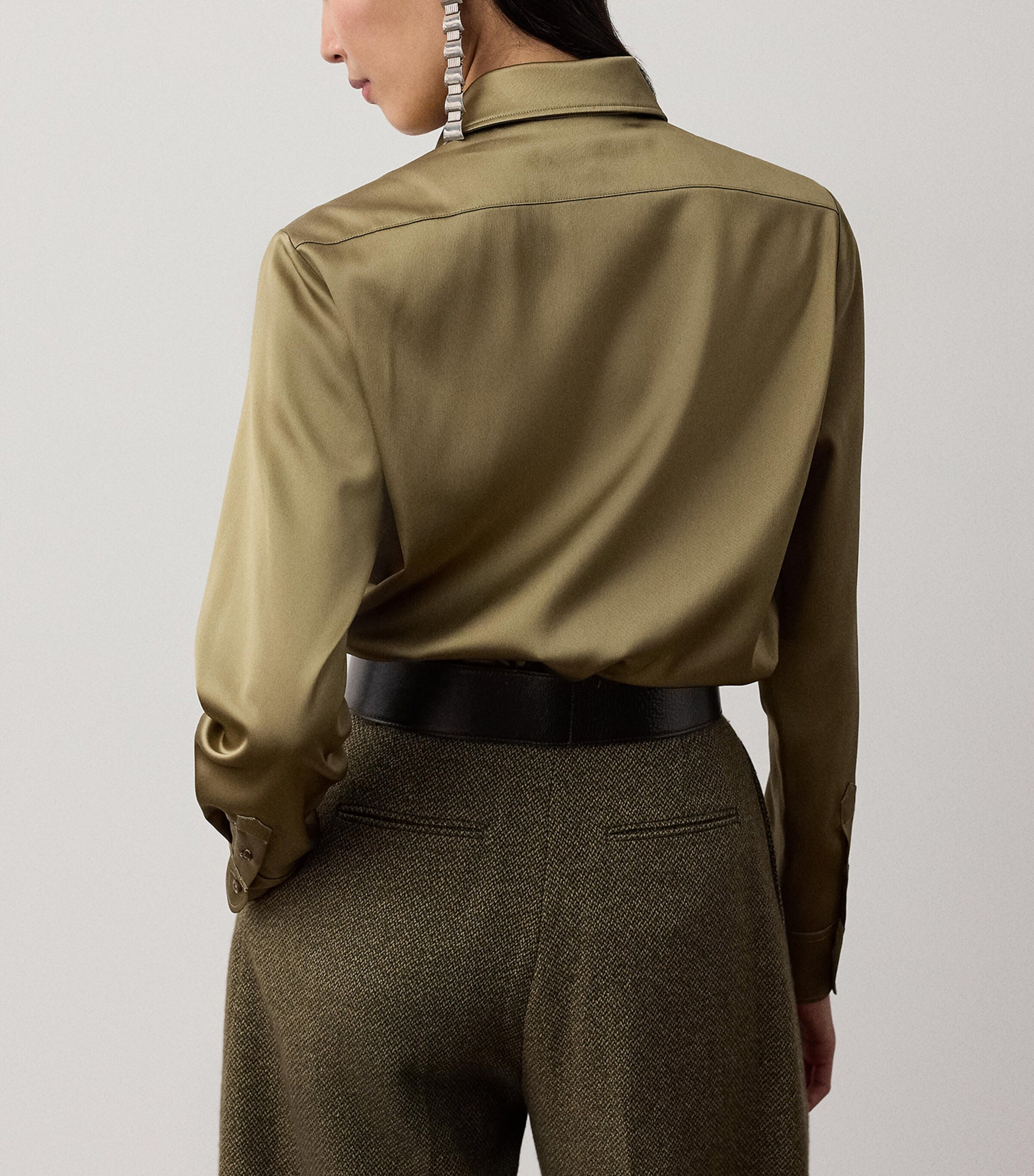 Ralph Lauren Collection Womens Satin Adrien Shirt Porcini Image 5