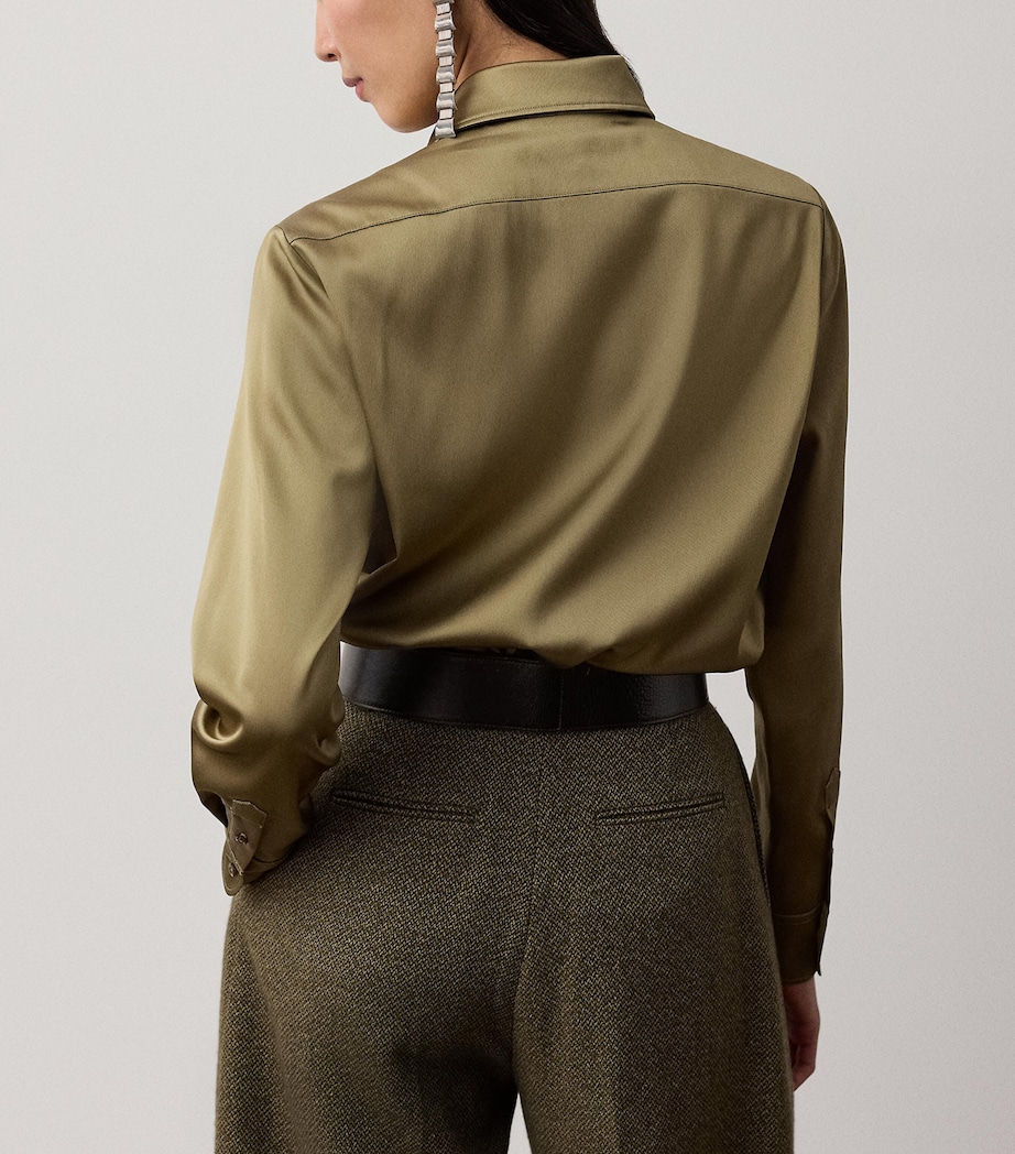 Ralph Lauren Collection Womens Satin Adrien Shirt Porcini Image 5