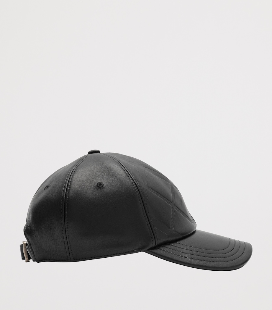 Burberry Lambskin Embossed-Check Baseball Cap Black Image 2