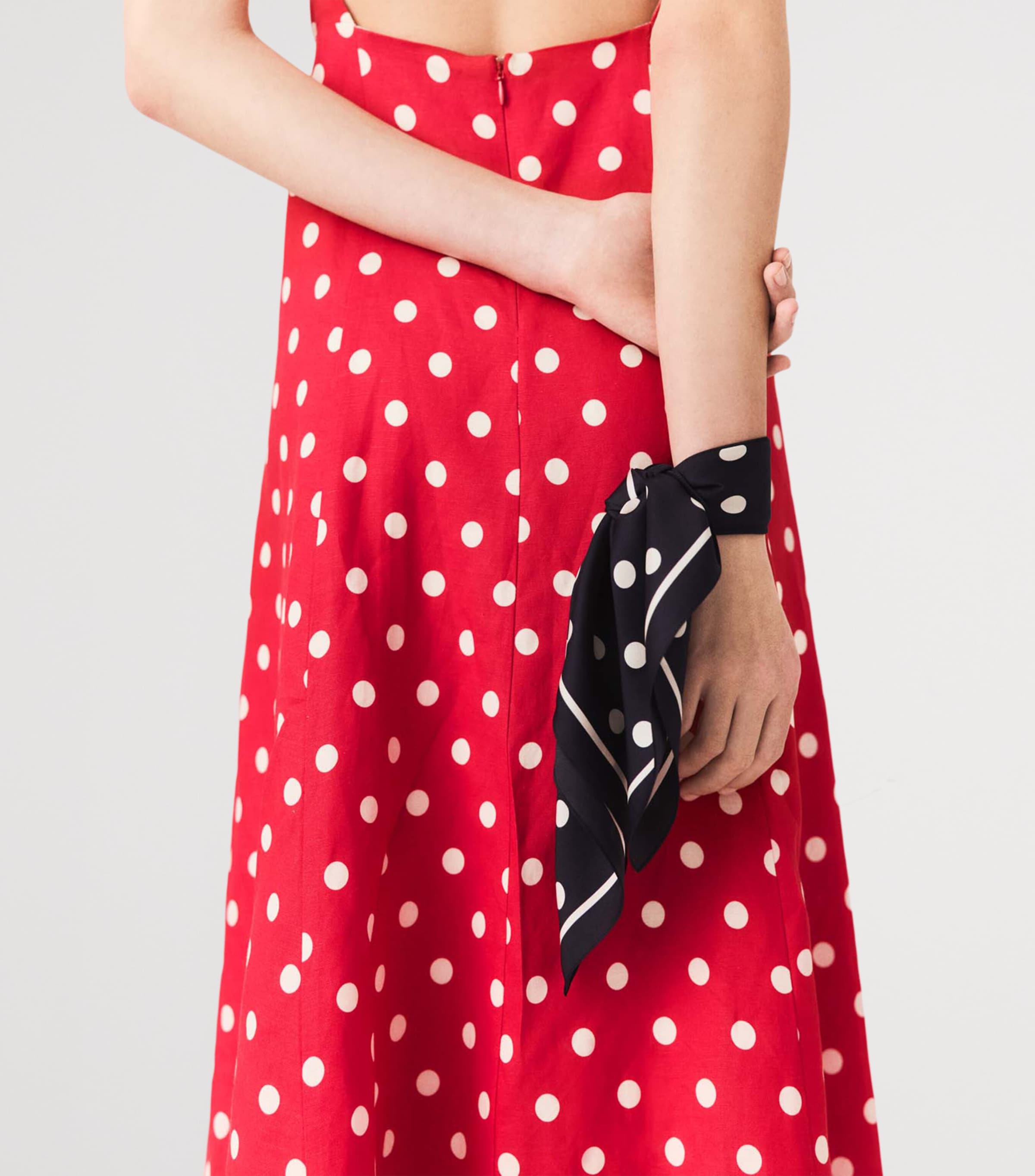 Maje Silk Polka-Dot Scarf Navy Dots Print Image 10