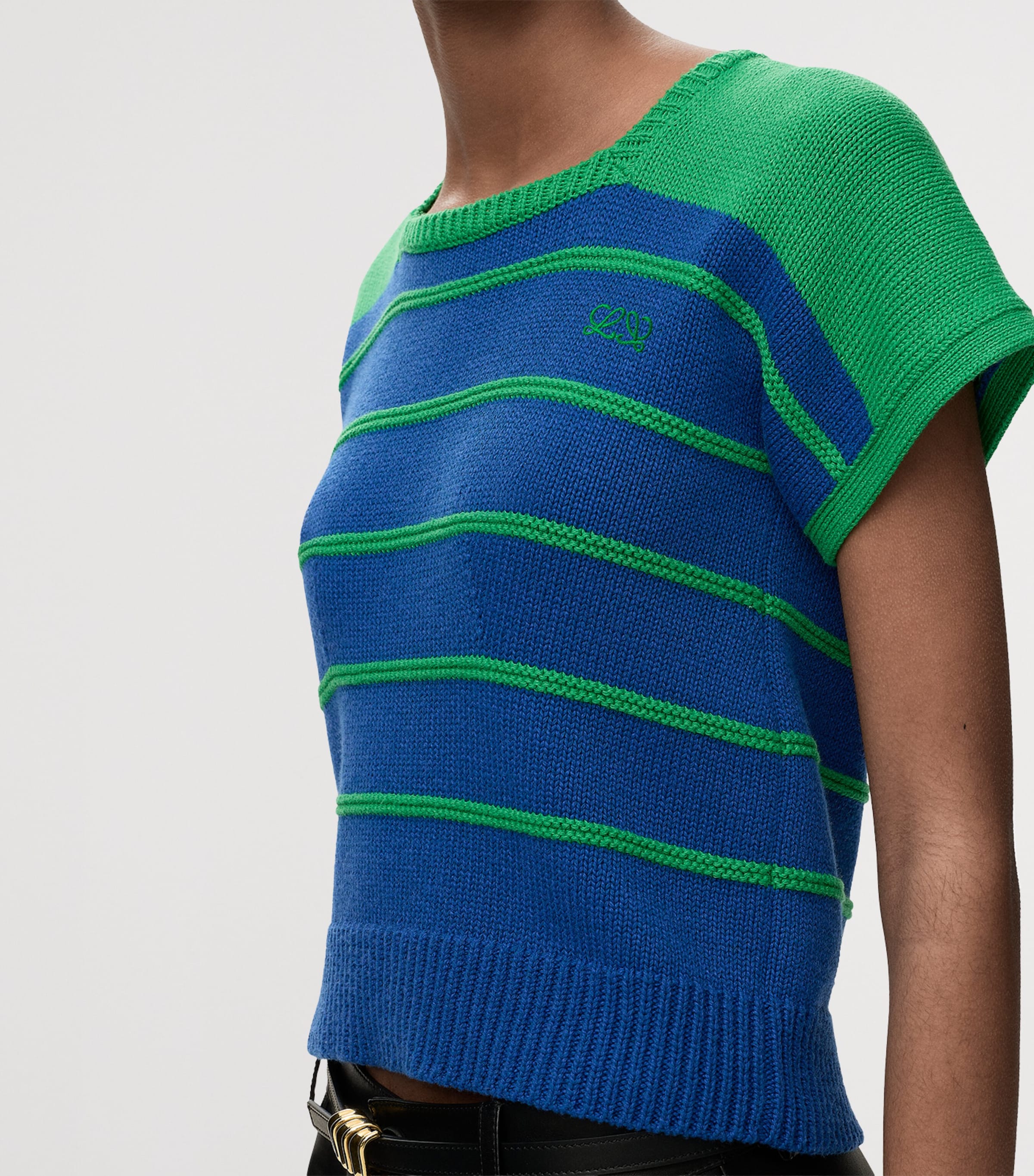 LOEWE Womens Cotton-Wool Stripe Sweater Blue/green Image 5