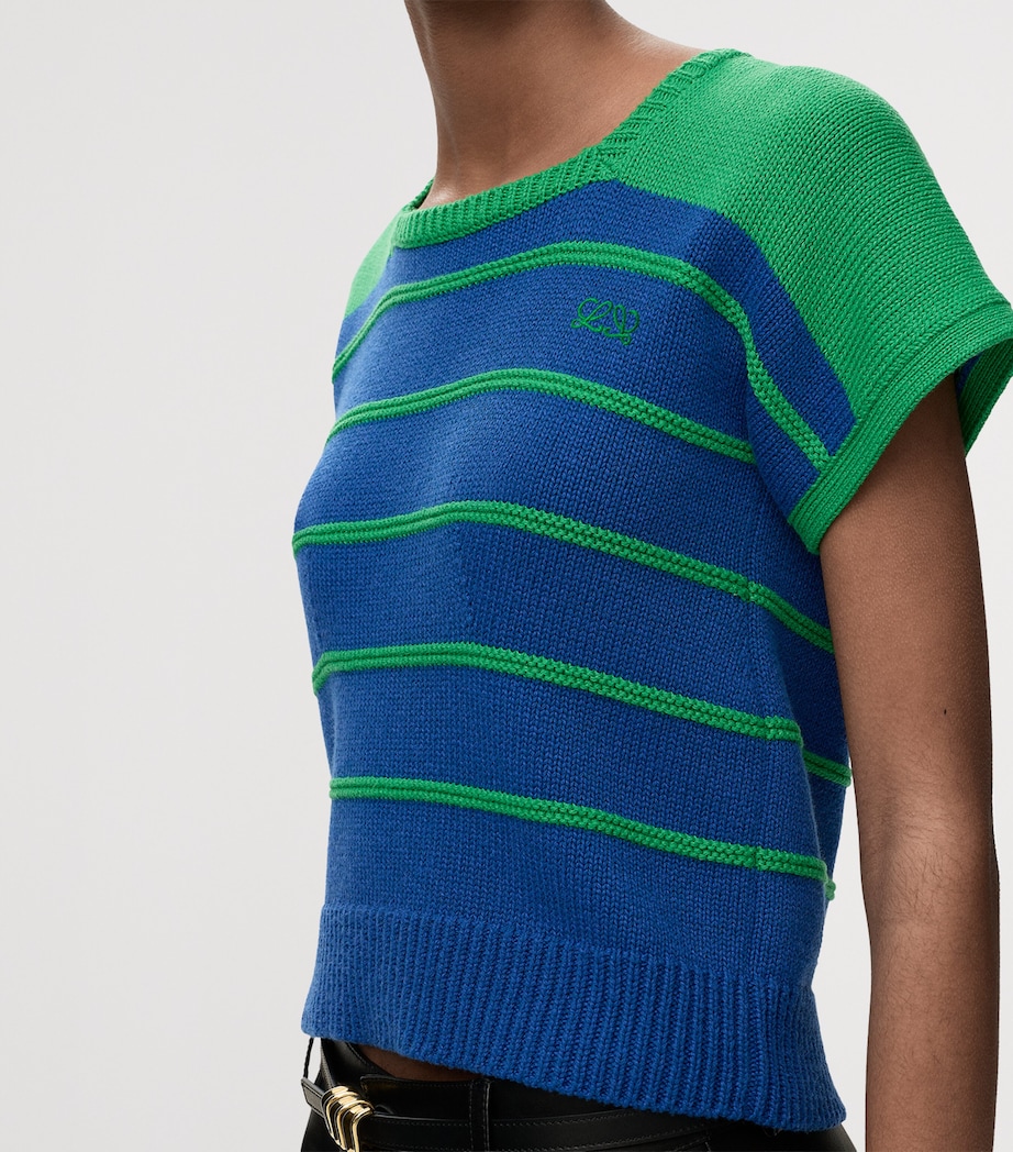 LOEWE Womens Cotton-Wool Stripe Sweater Blue/green Image 5