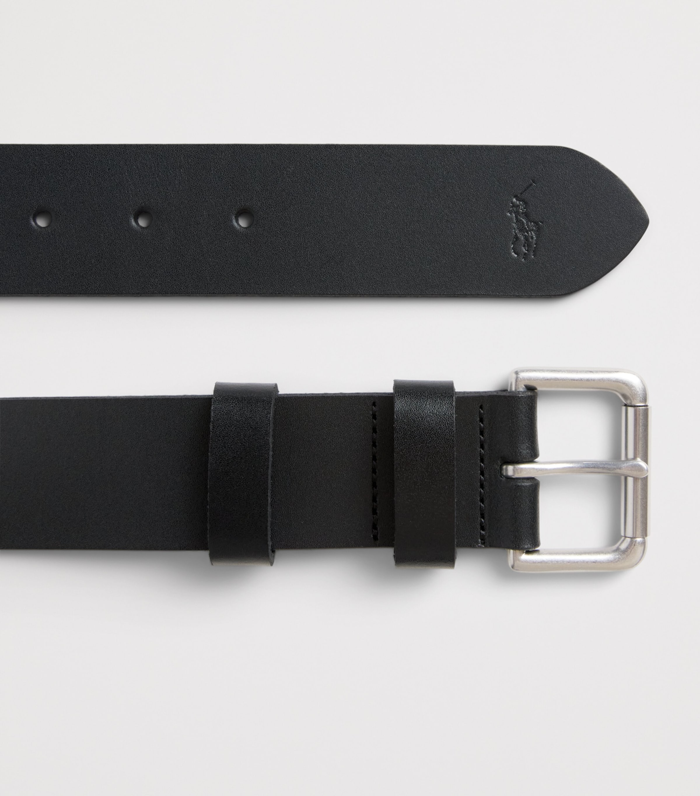 Leather Roller Buckle Belt BLACK Image 3